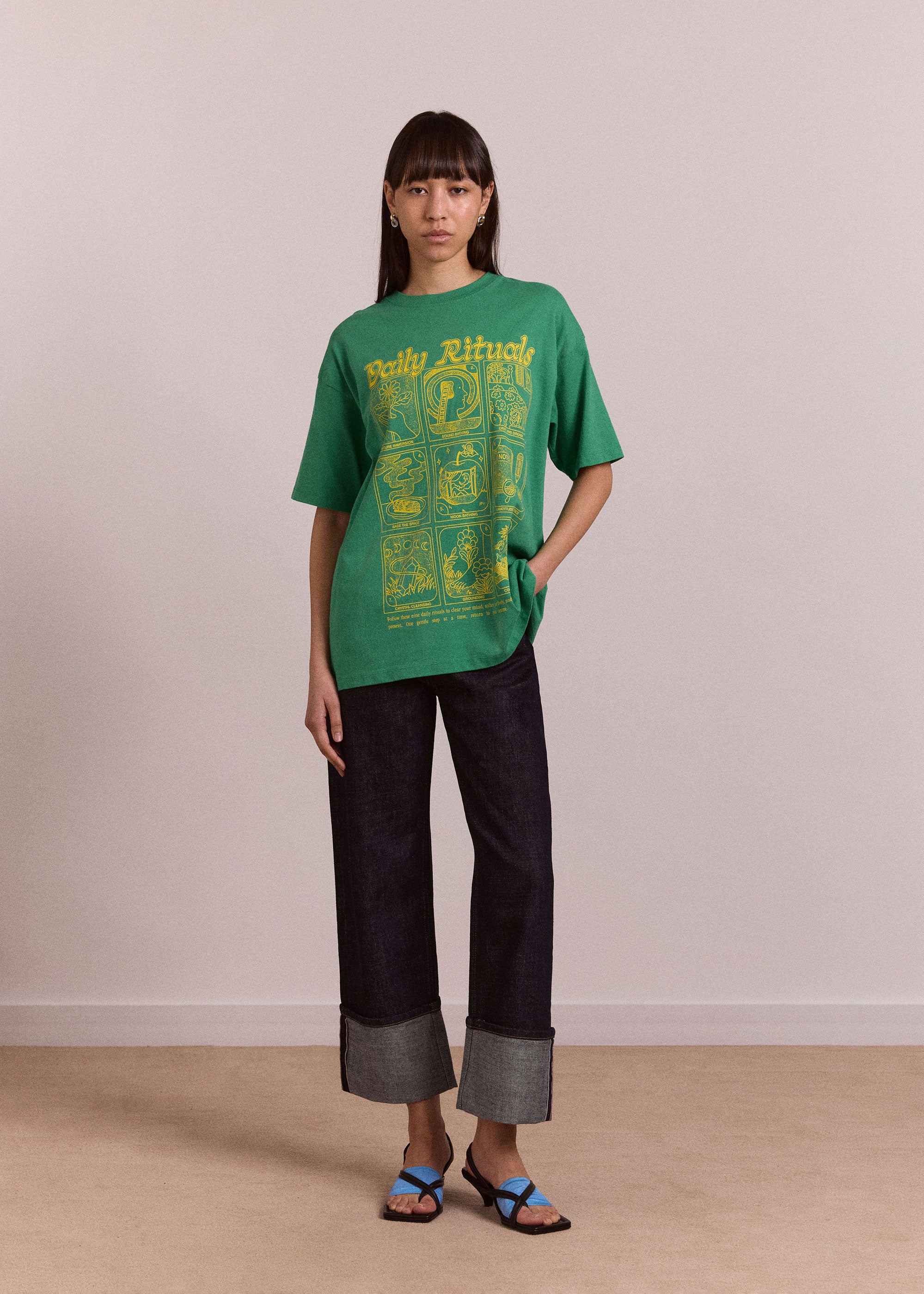 Damson Madder Daily Rituals Graphic Tee - Green