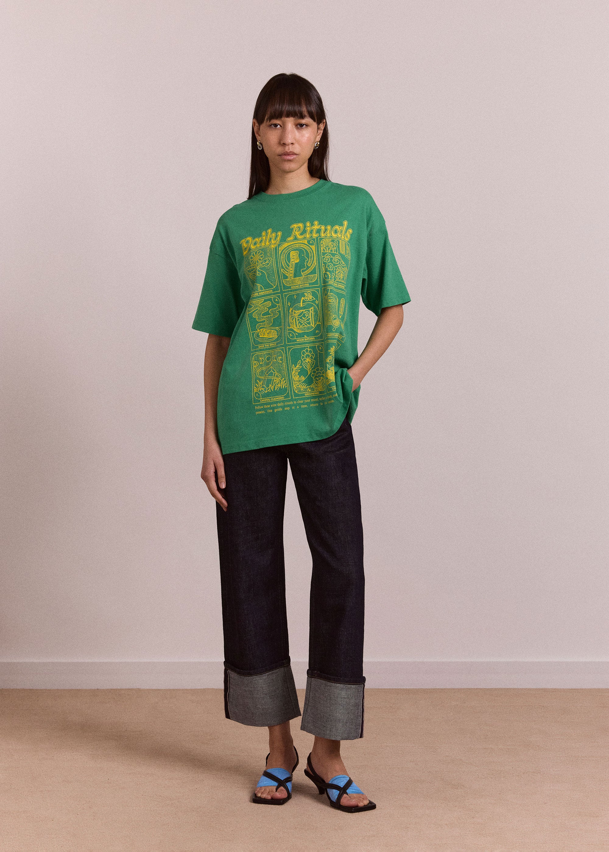 Damson Madder Daily Rituals Graphic Tee - Green