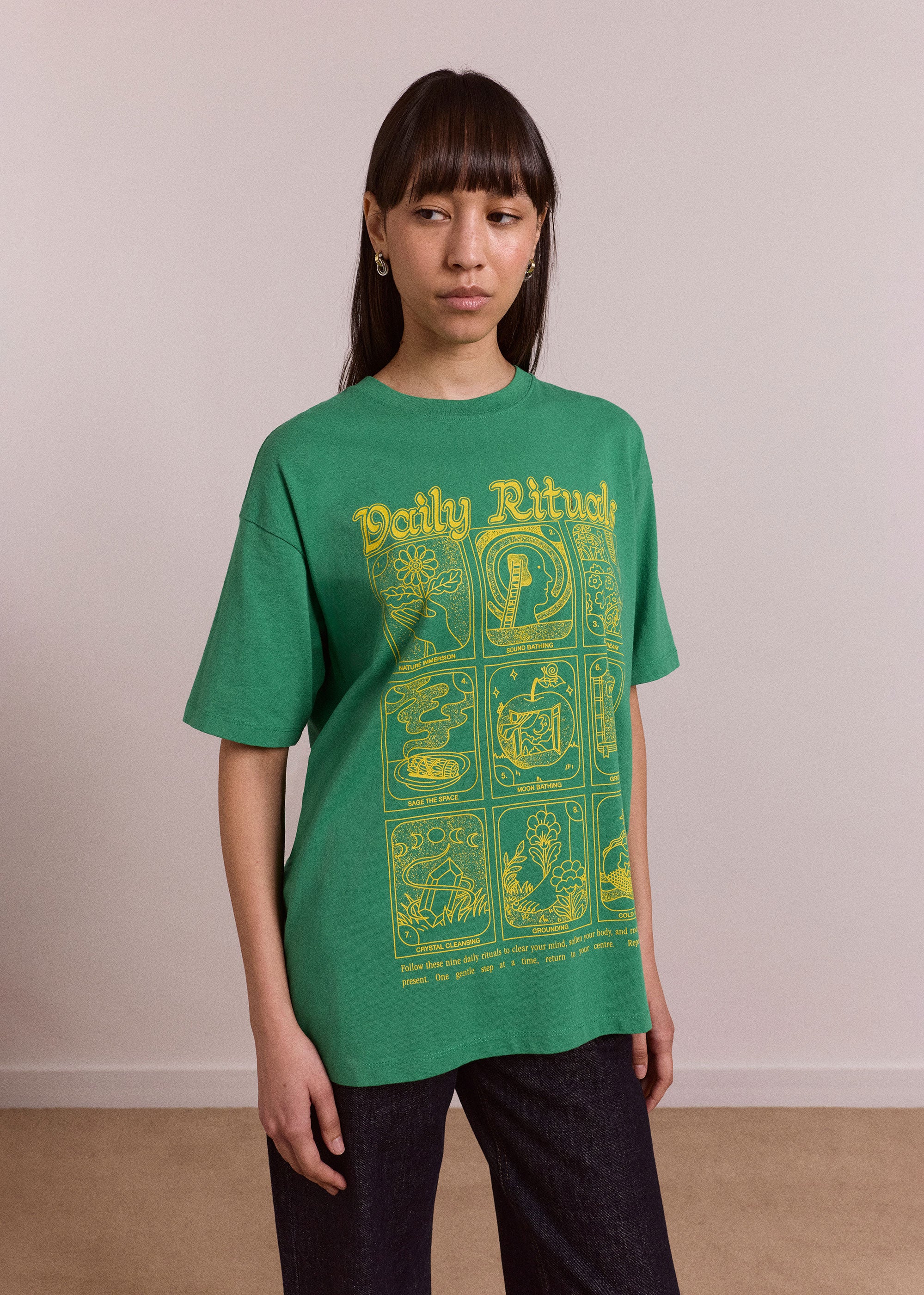 Damson Madder Daily Rituals Graphic Tee - Green