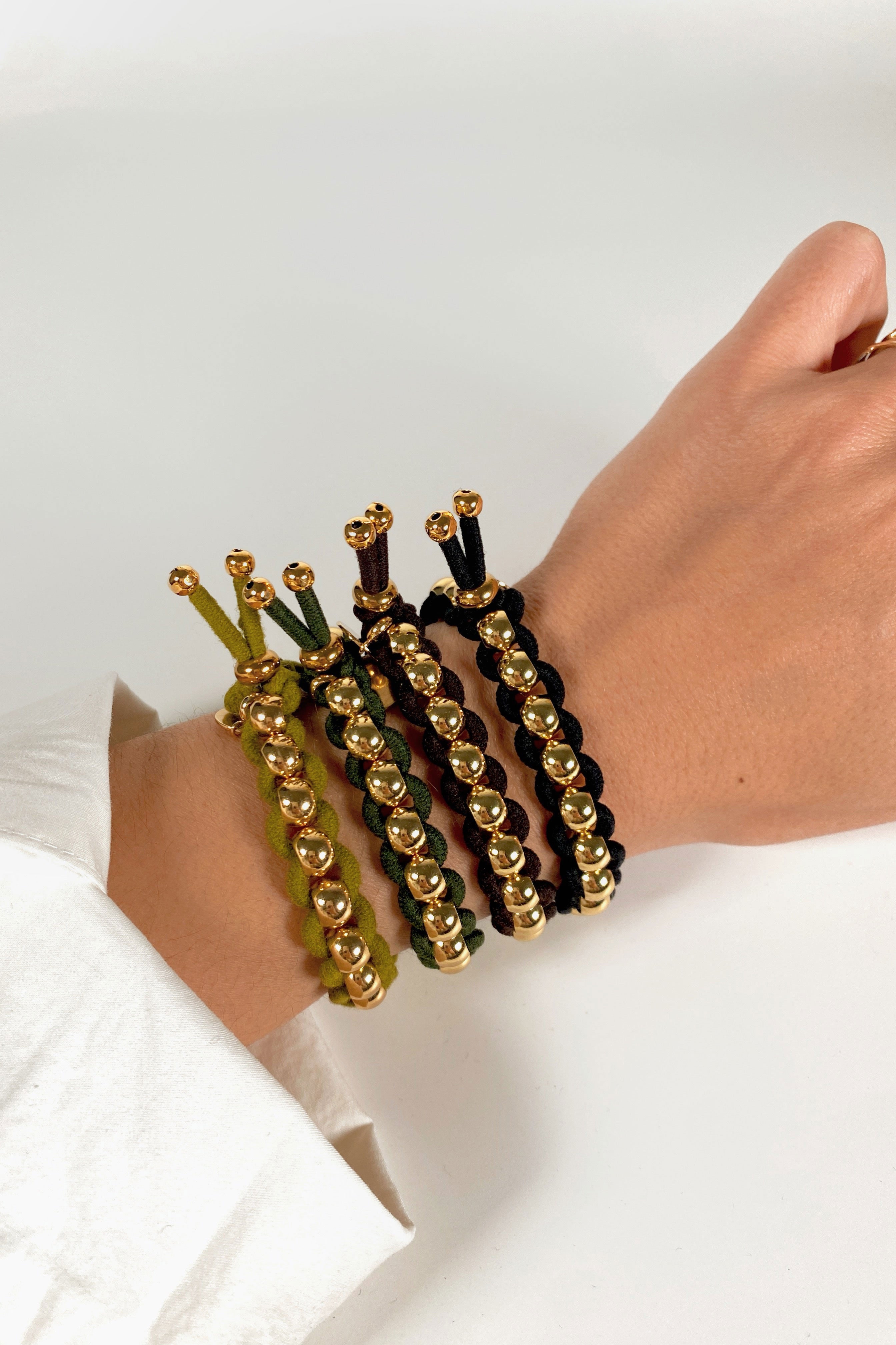 Scrunchie Is Back BICHOUS Golden Woven Hair Tie Bracelet - Brown