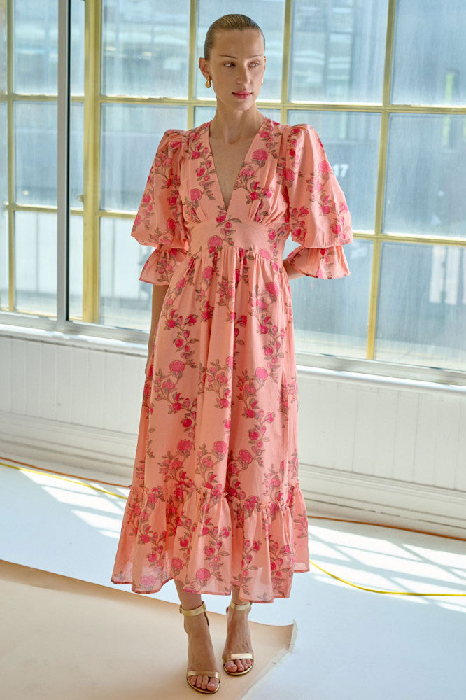 Neve & Noor Sophia Dress - Rosa Trellis
