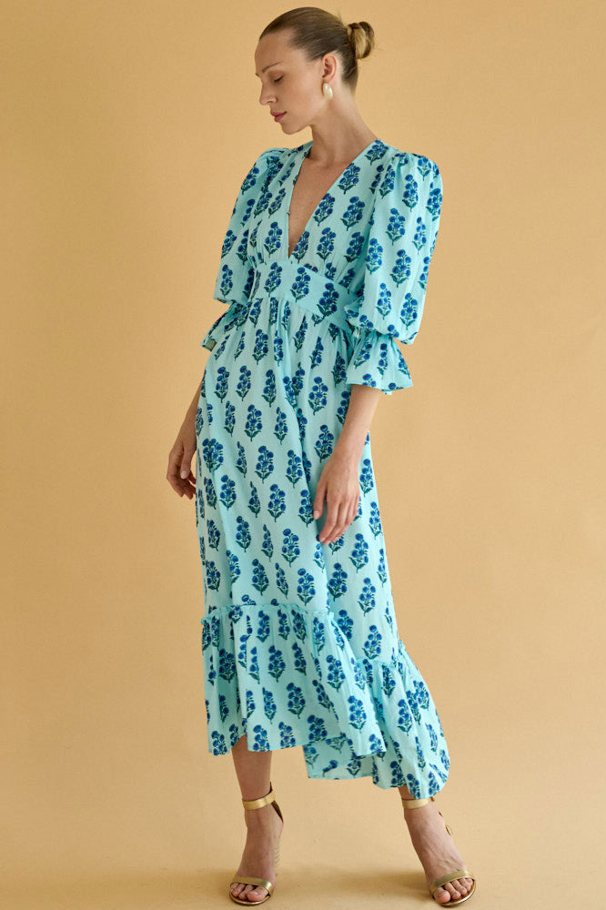 Neve & Noor Sophia Dress - Azure Fan