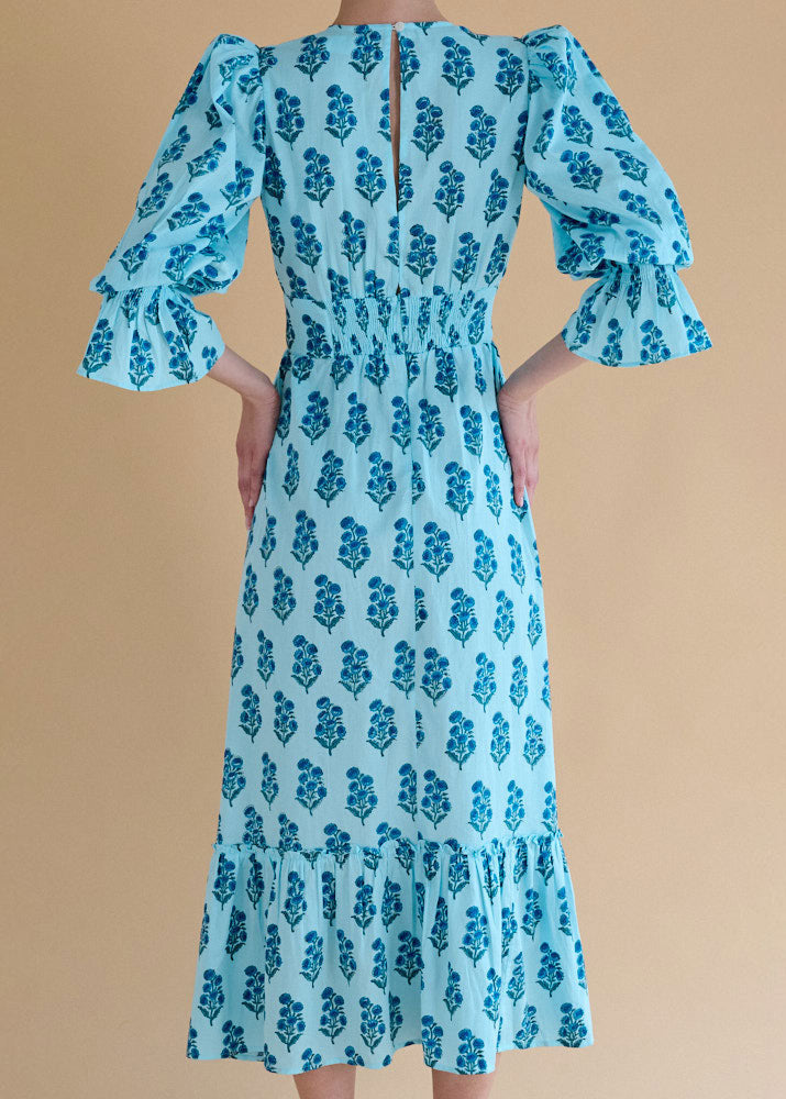 Neve & Noor Sophia Dress - Azure Fan