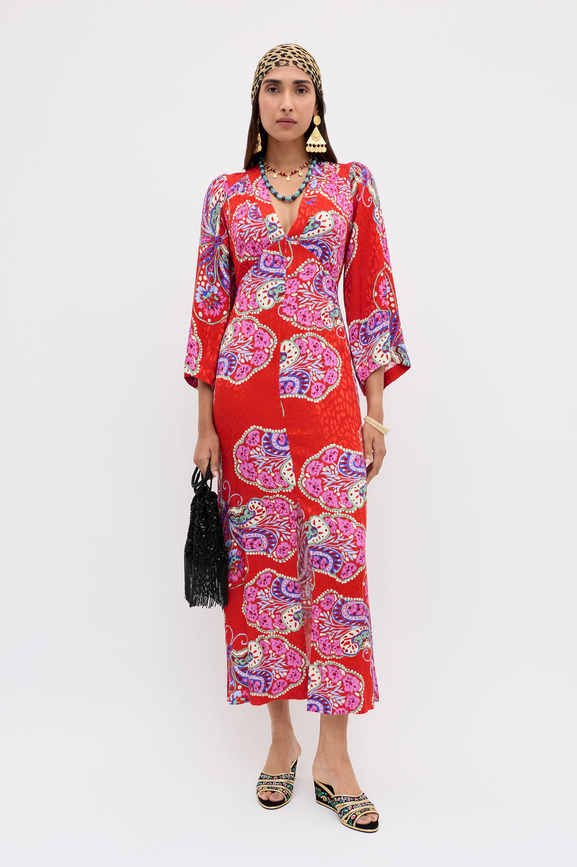 Rixo Dahlia Dress - Butterfly Bloom Jacquard Red