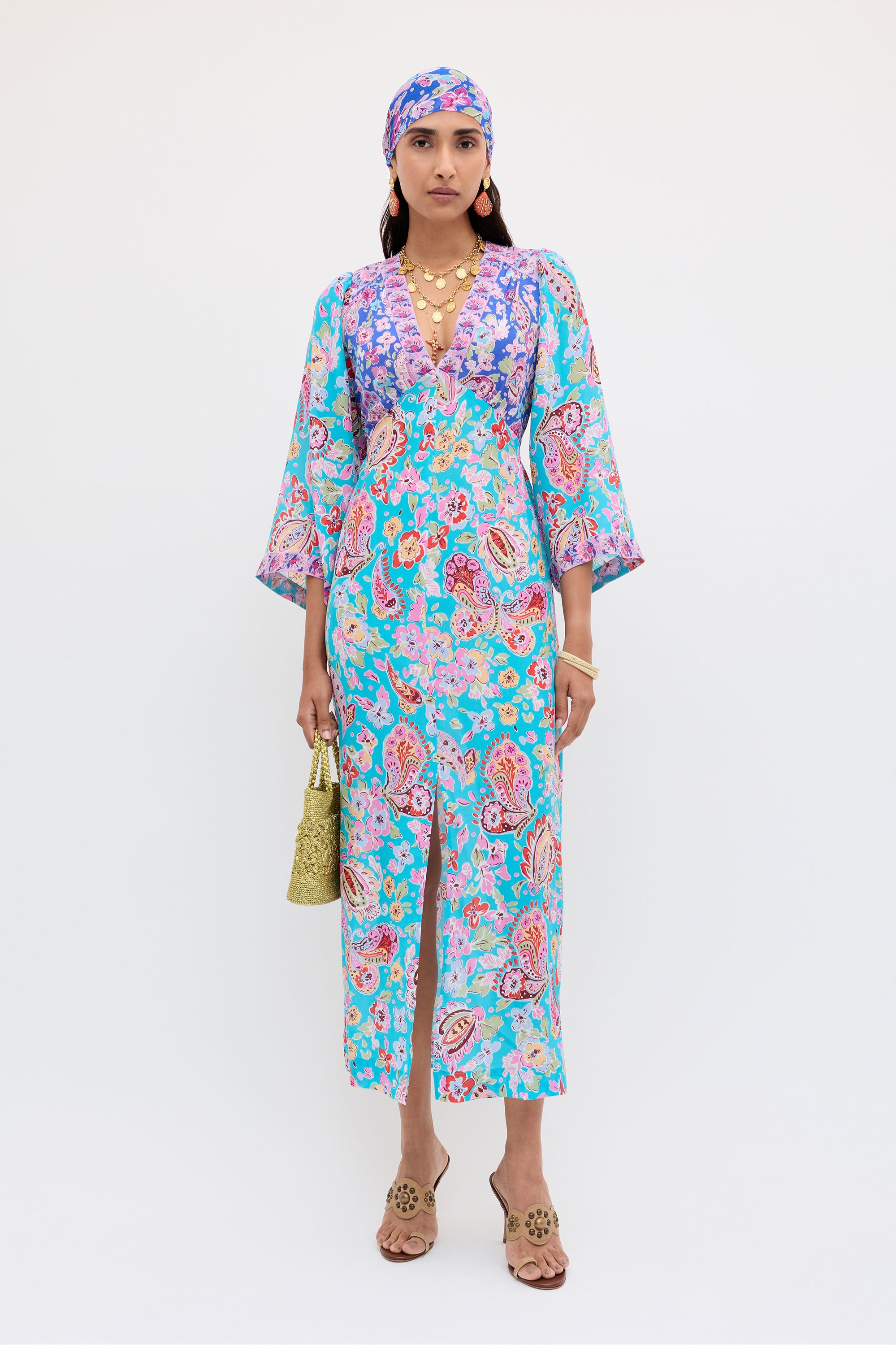 Rixo Dahlia Dress - Cara Mix Blue