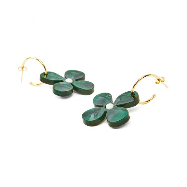 Toolally - Daisy Hoop Earrings - Grass Green