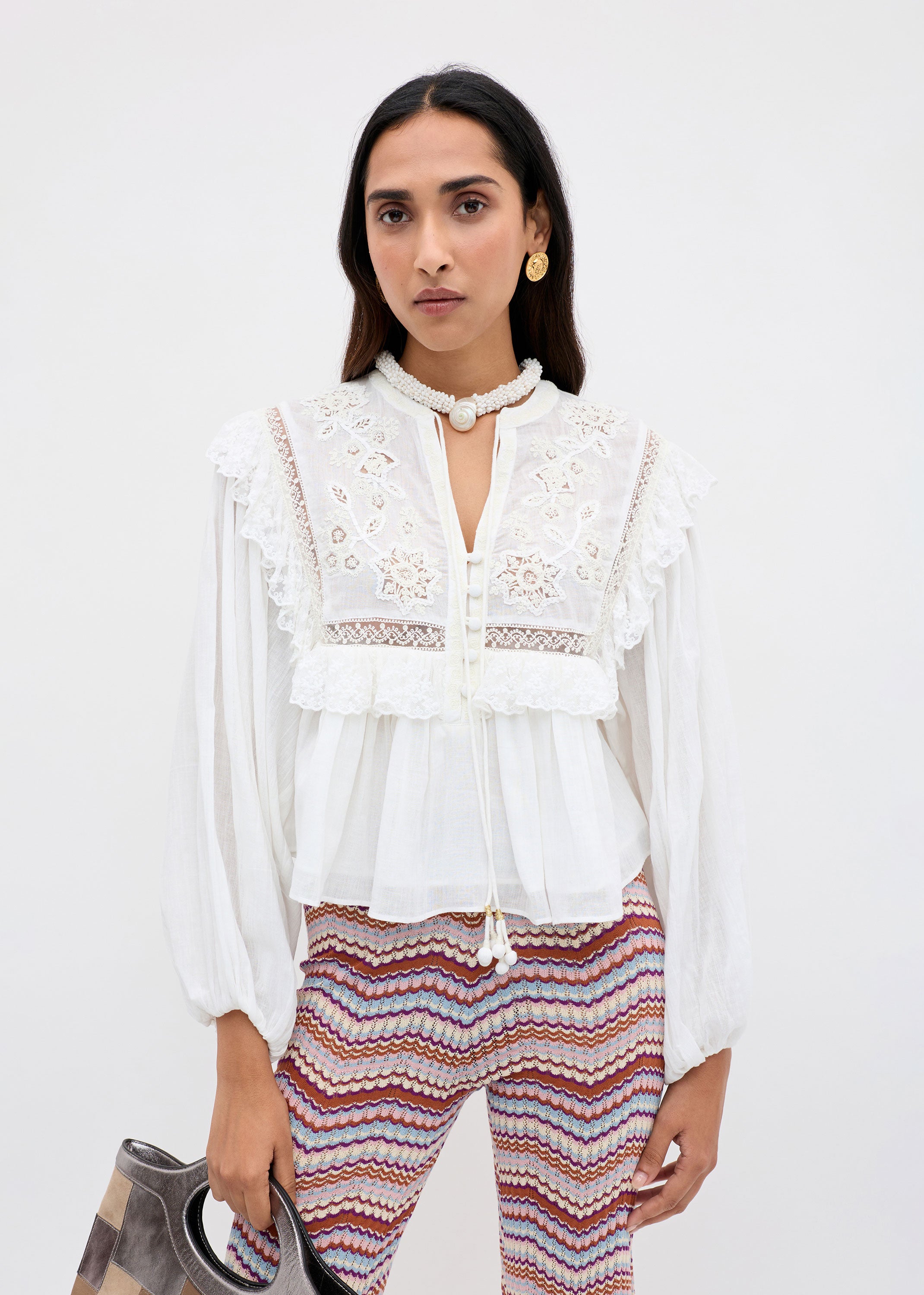 Rixo Diann Top - Lilly Embroidery Ivory