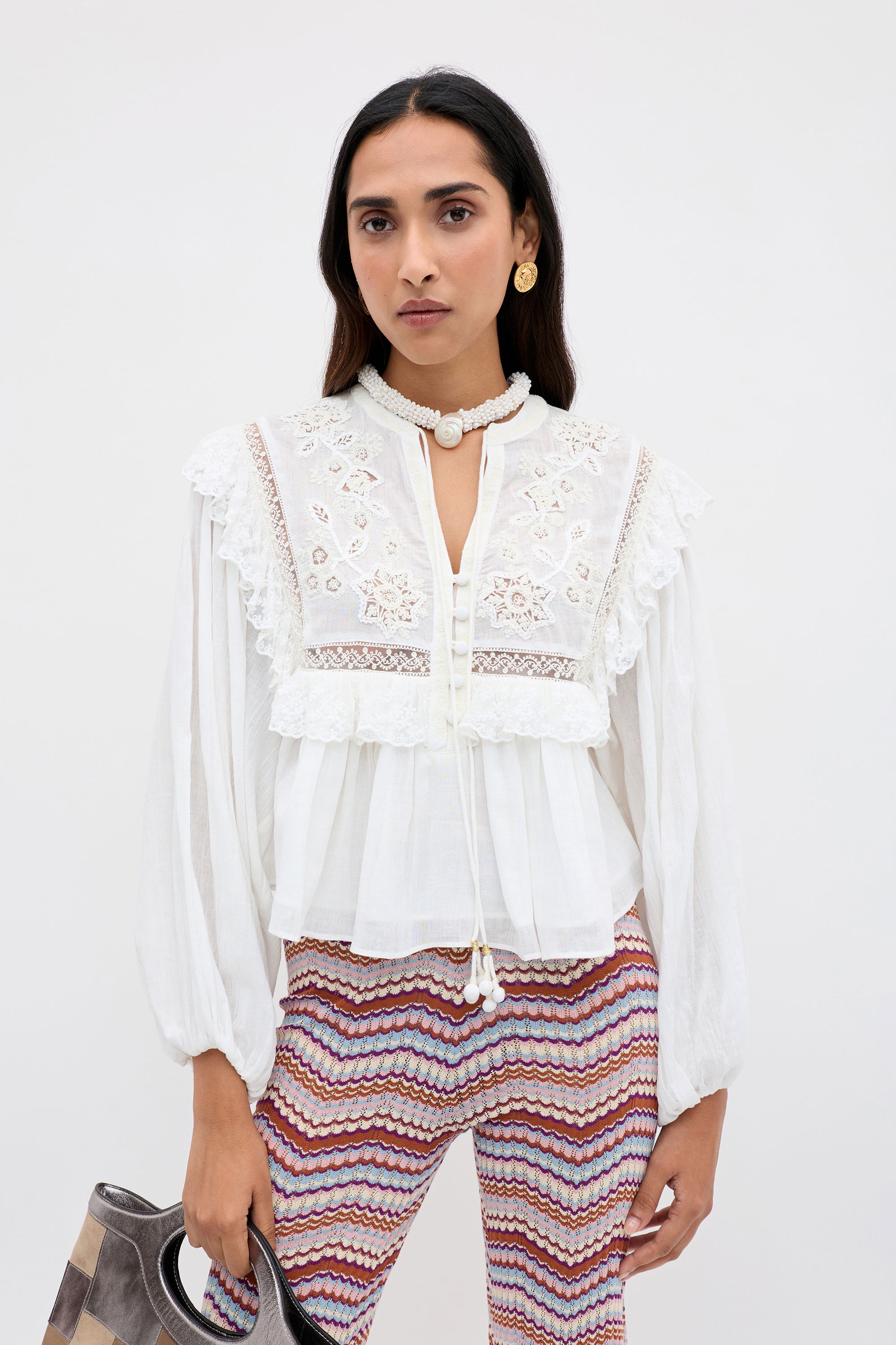 Rixo Diann Top - Lilly Embroidery Ivory