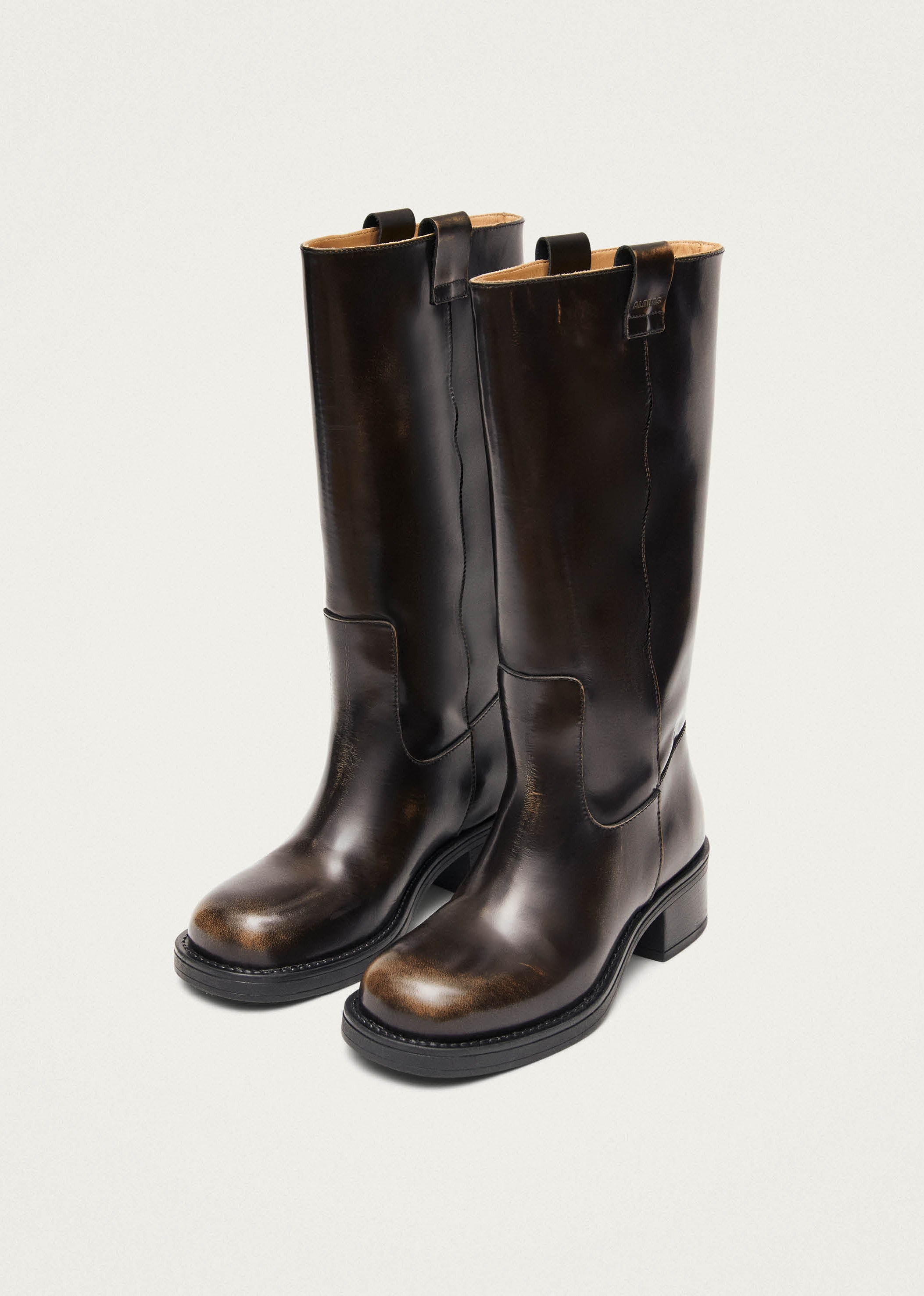Alohas Sajan Vintage Effect Leather Boots - Brown