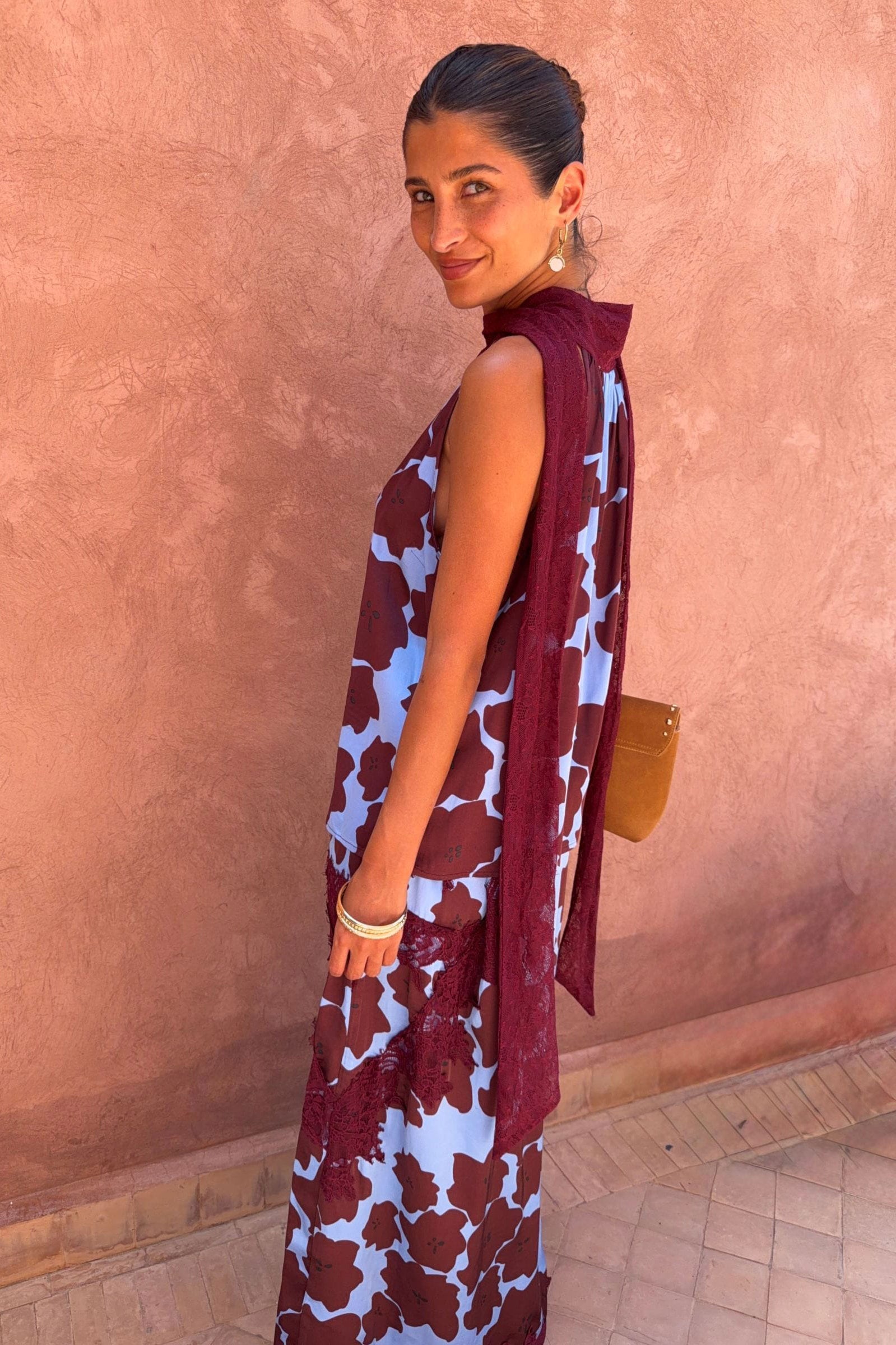 Never Fully Dressed Burgundy Jaden Floral Lily Skirt
