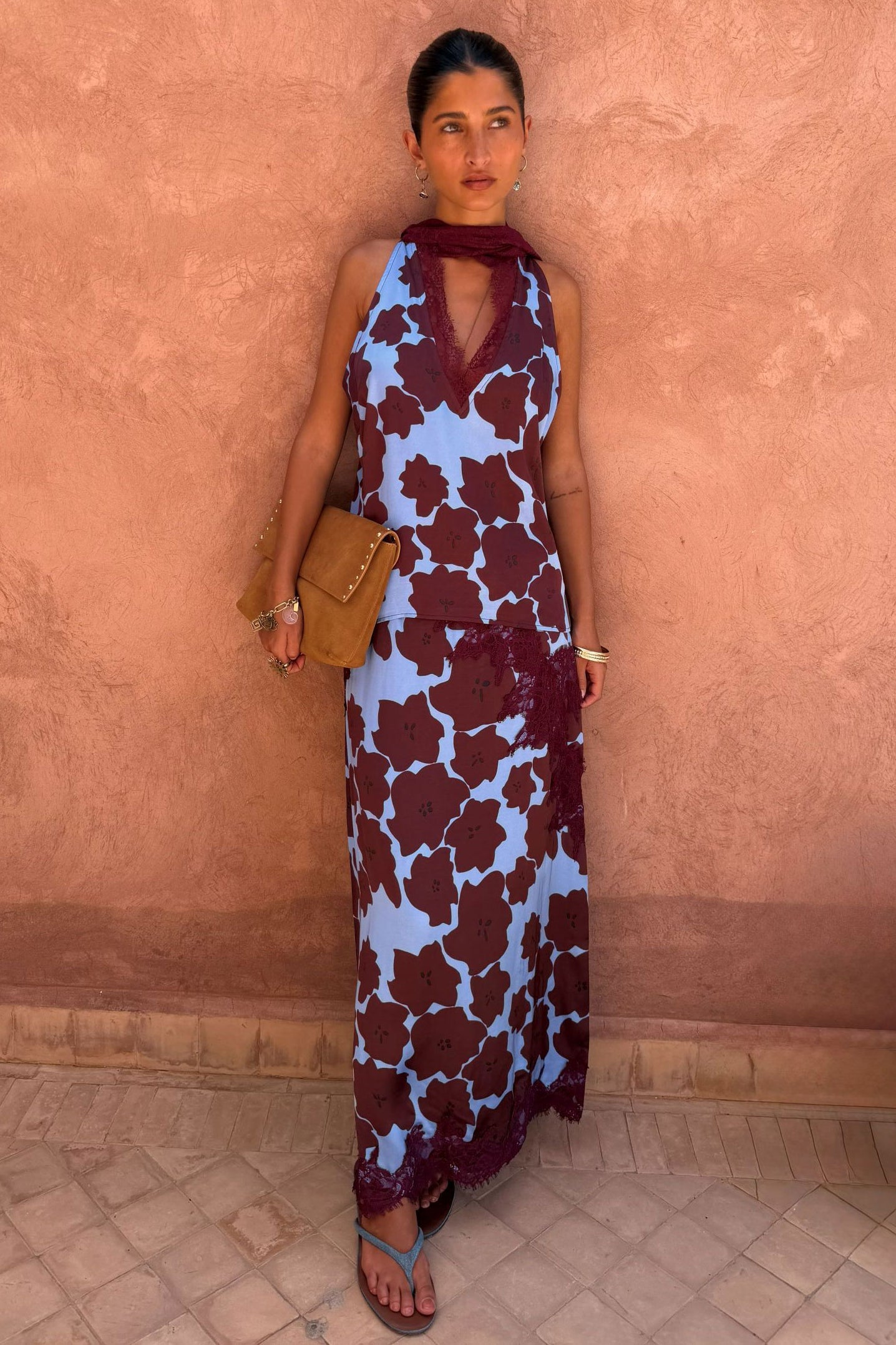 Never Fully Dressed Burgundy Jaden Floral Lily Skirt
