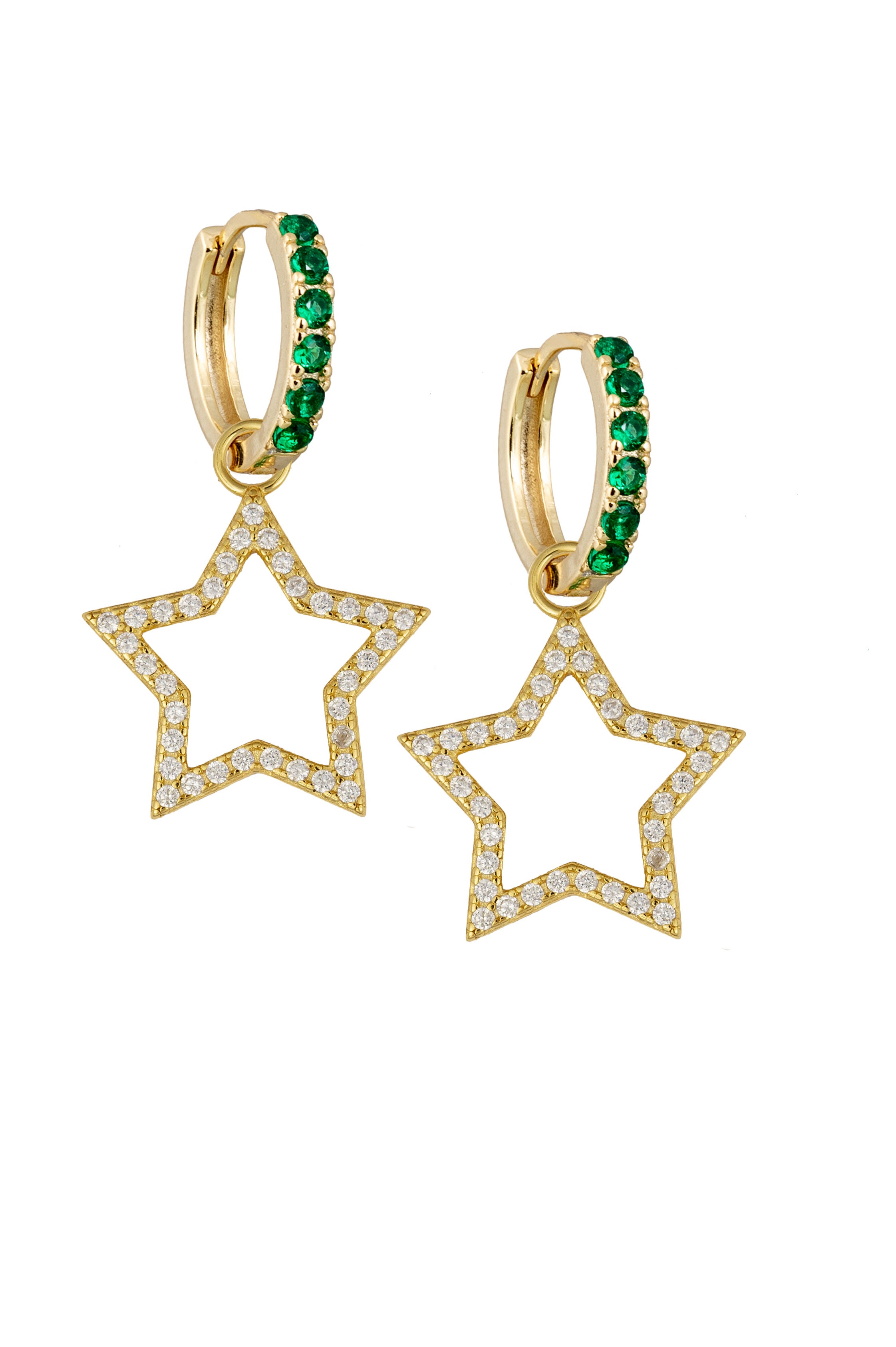 Atelier18 Emerald Midi Hoops with Astra Star Charms