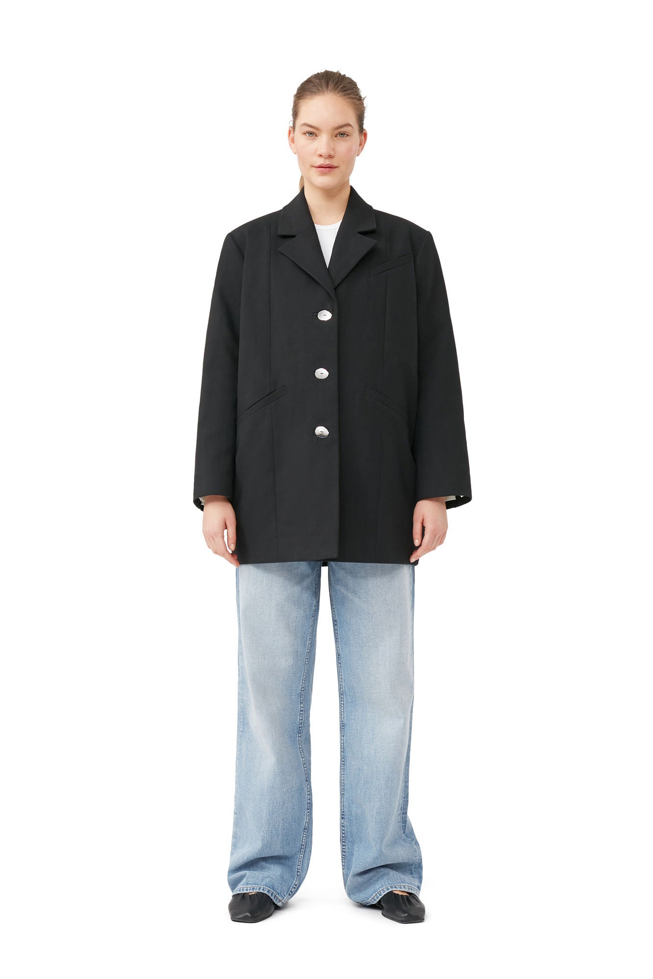 GANNI - Cotton Suiting Oversized Blazer