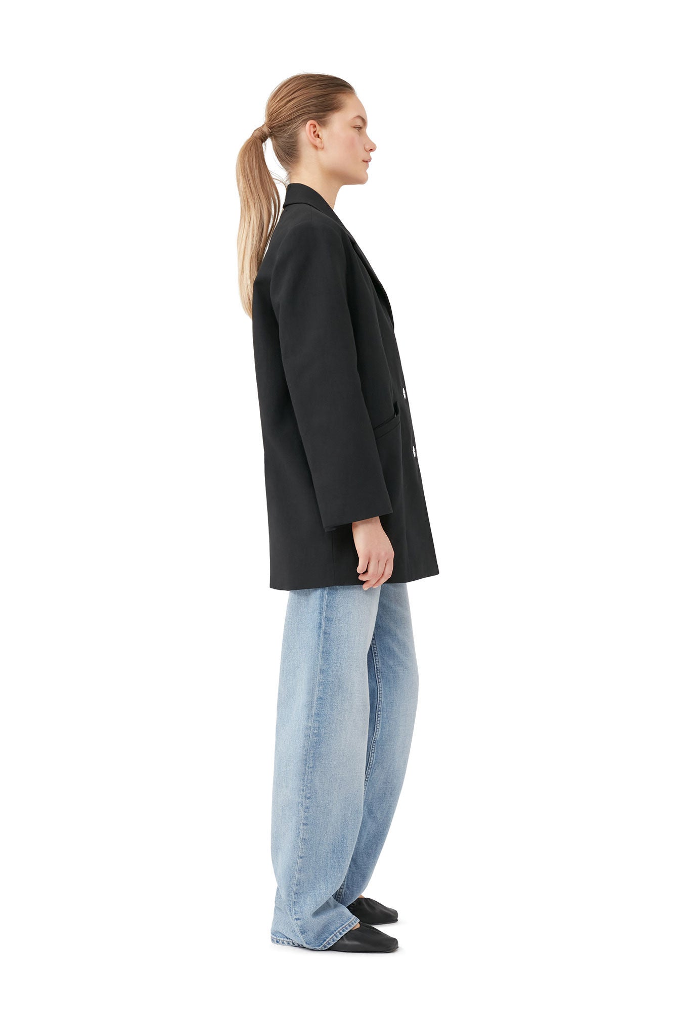GANNI - Cotton Suiting Oversized Blazer