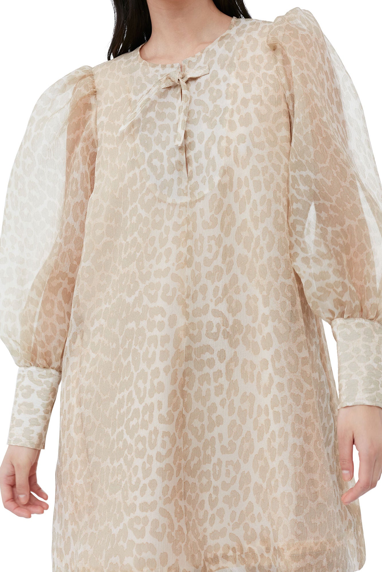 GANNI - Organza A-shaped Mini Dress Oyster Gray