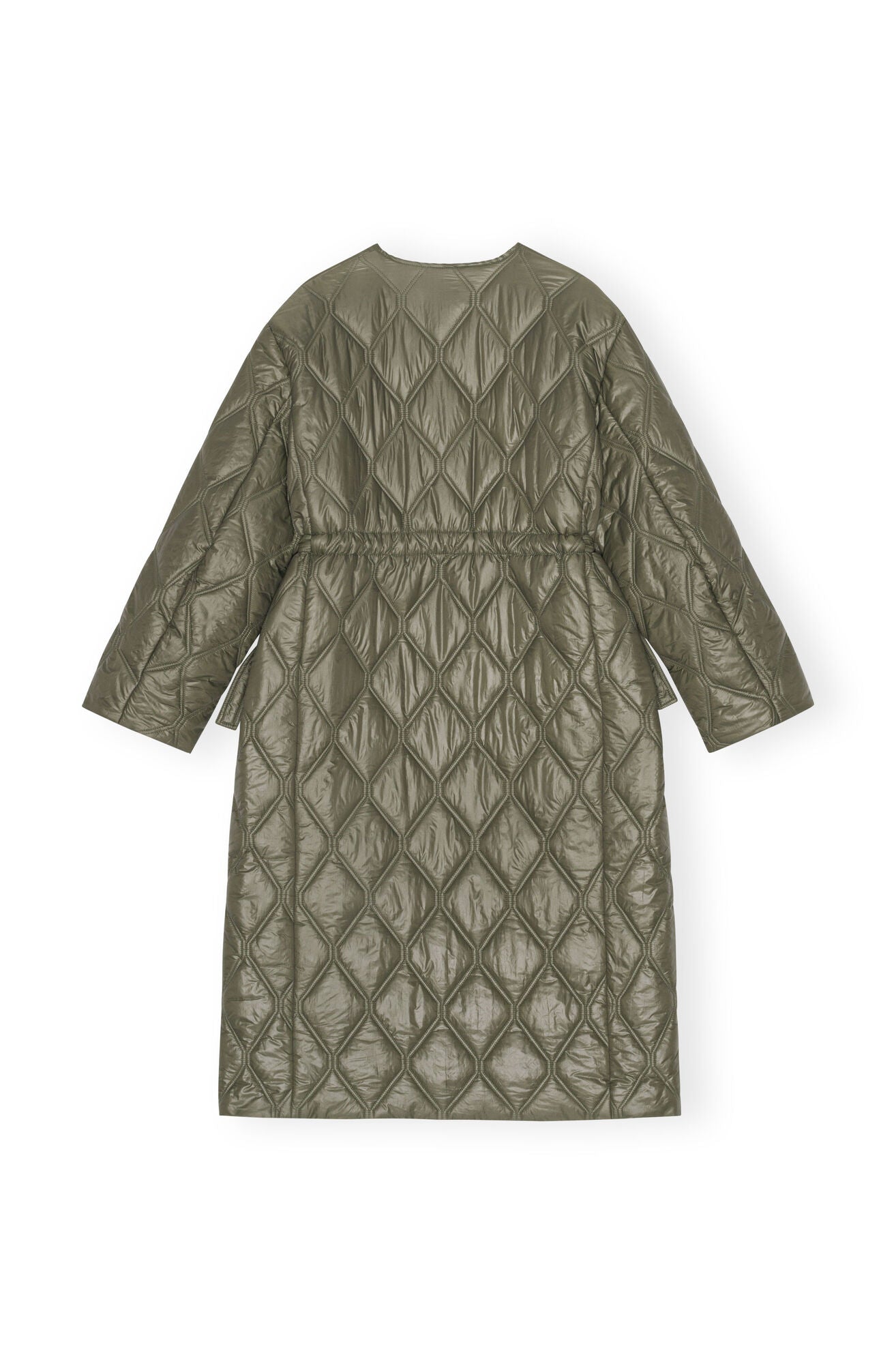 GANNI - Shiny Quilt Long Coat Kalamata
