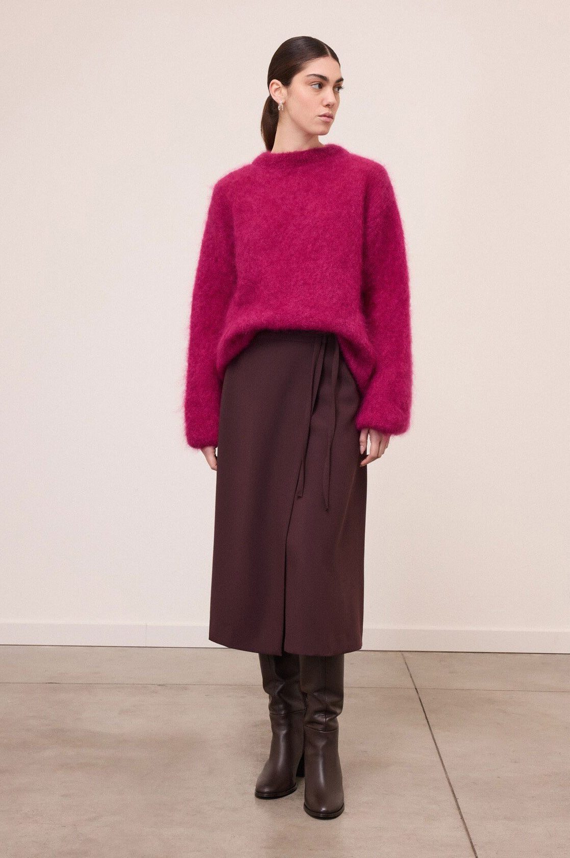 Ottod'Ame Oversized Crew Neck Sweater - Berry