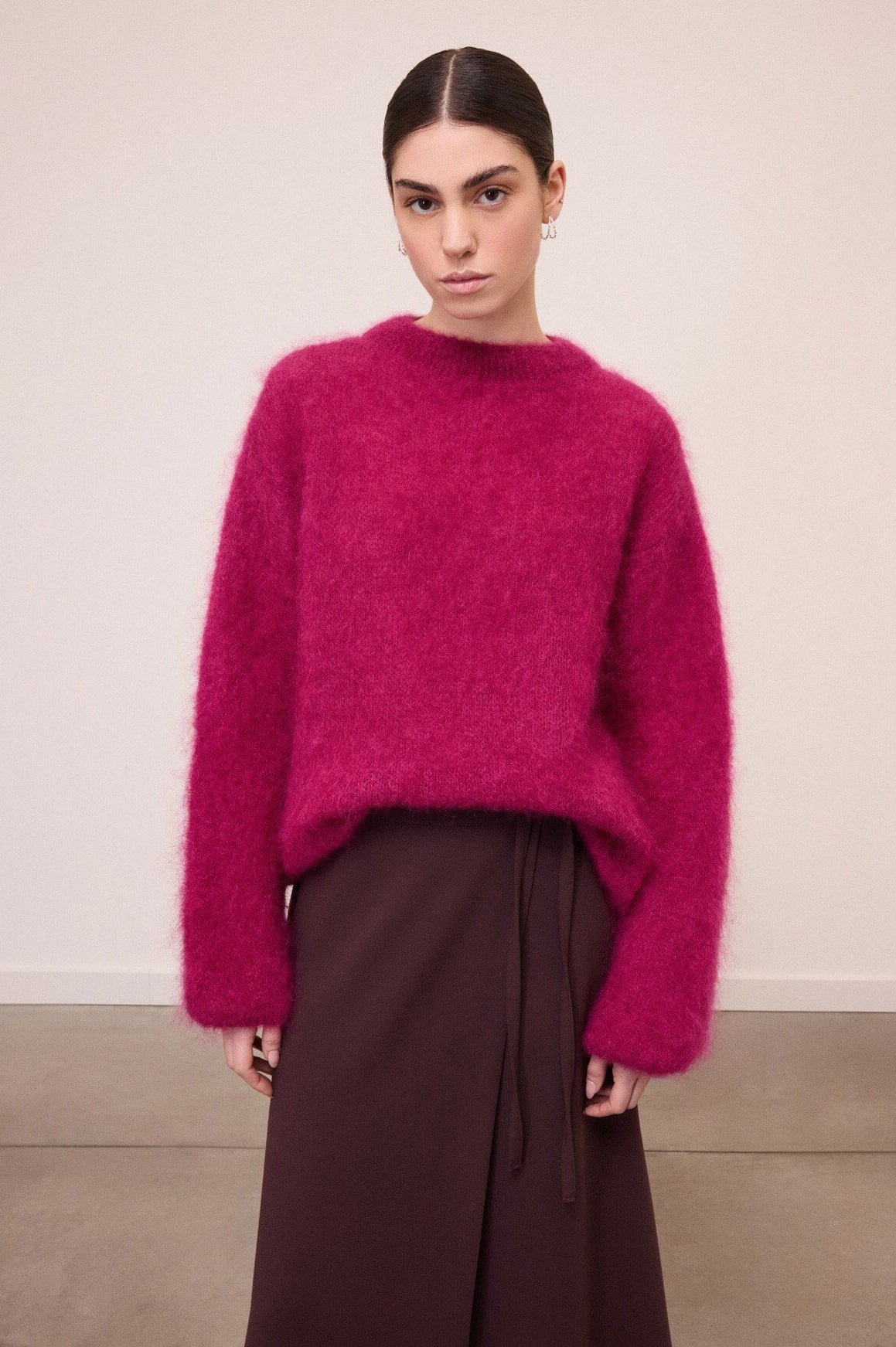Ottod'Ame Oversized Crew Neck Sweater - Berry