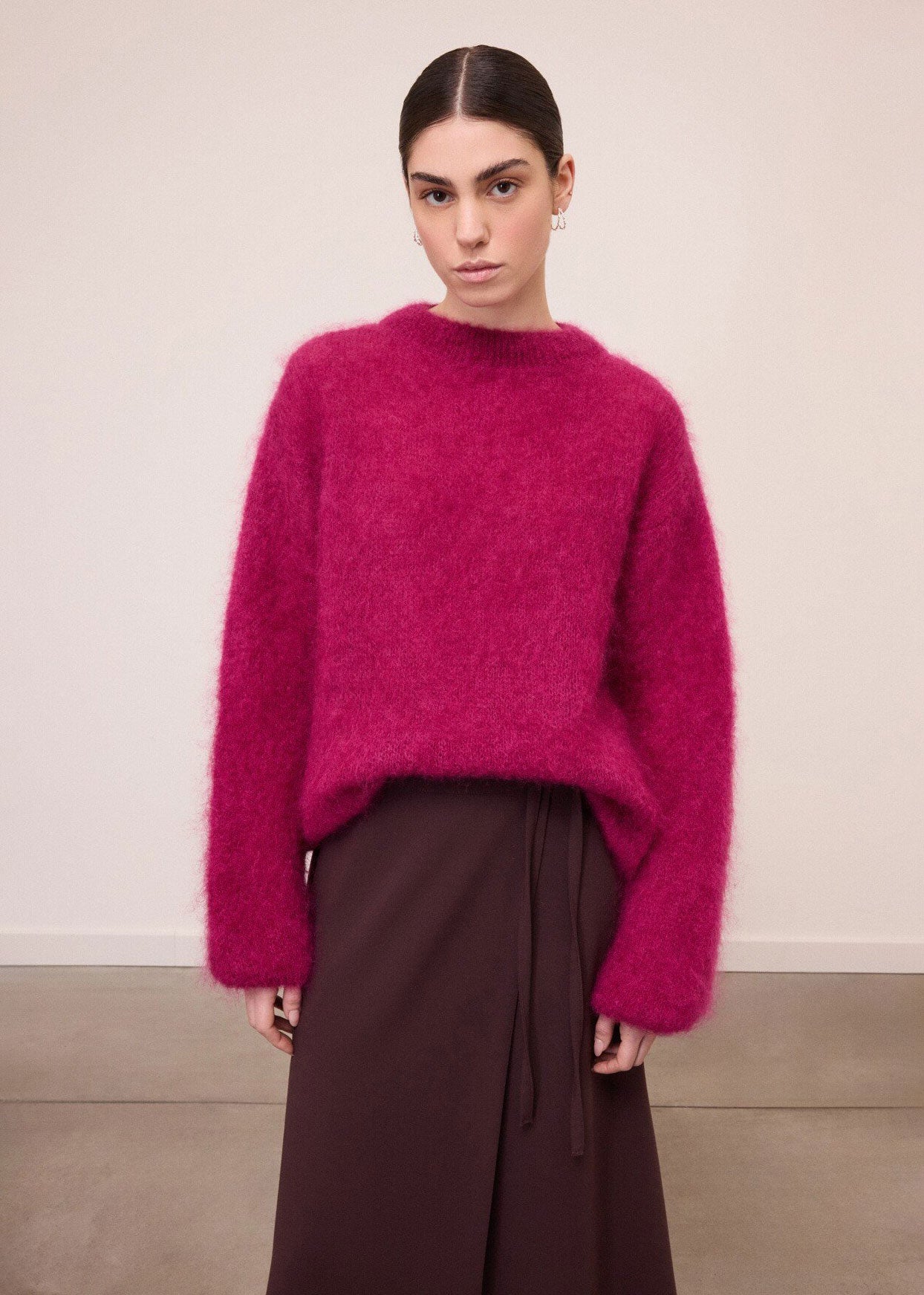 ottod'Ame Oversized Crew Neck Sweater - Berry