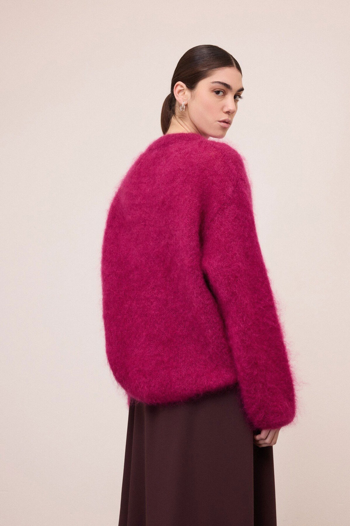 Ottod'Ame Oversized Crew Neck Sweater - Berry