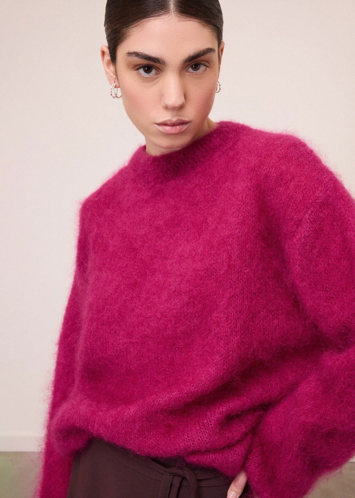 ottod'Ame Oversized Crew Neck Sweater - Berry