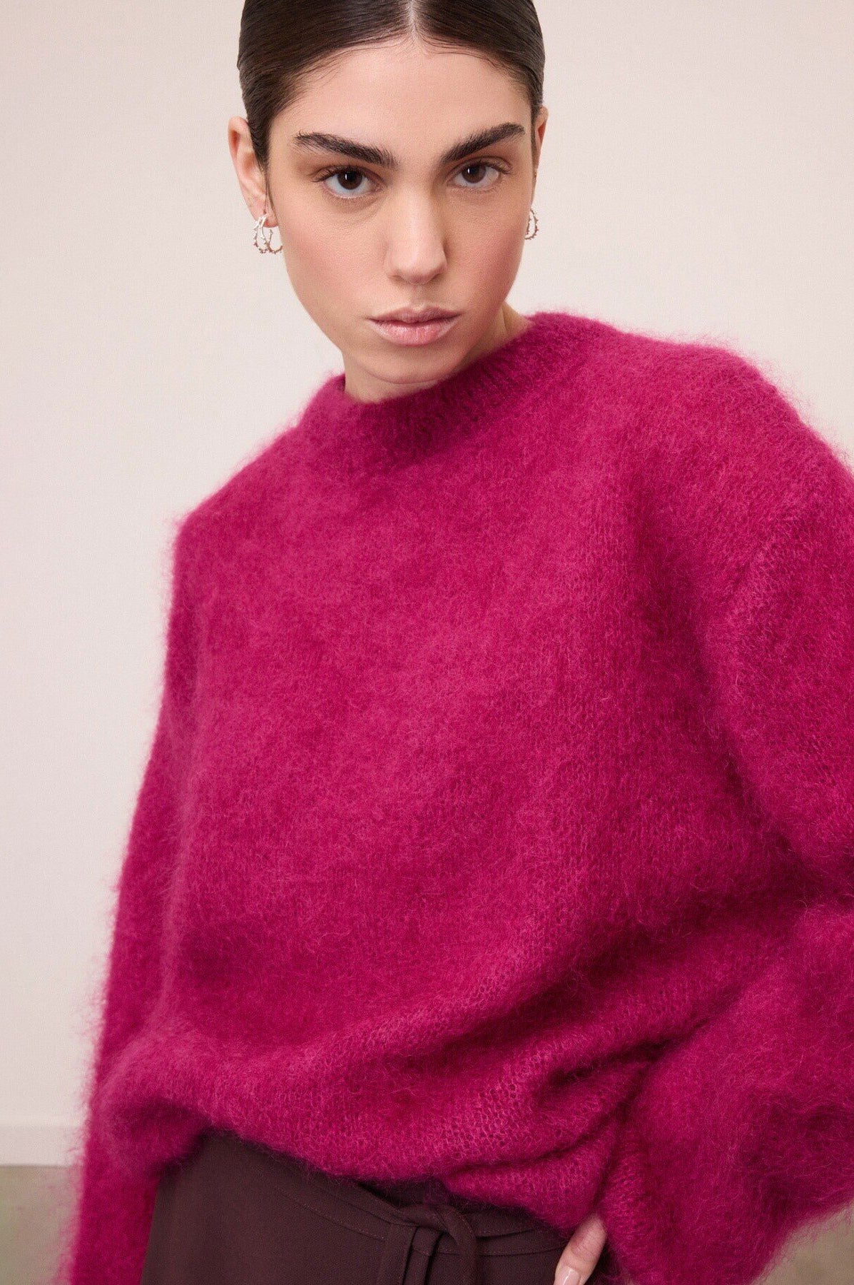 Ottod'Ame Oversized Crew Neck Sweater - Berry