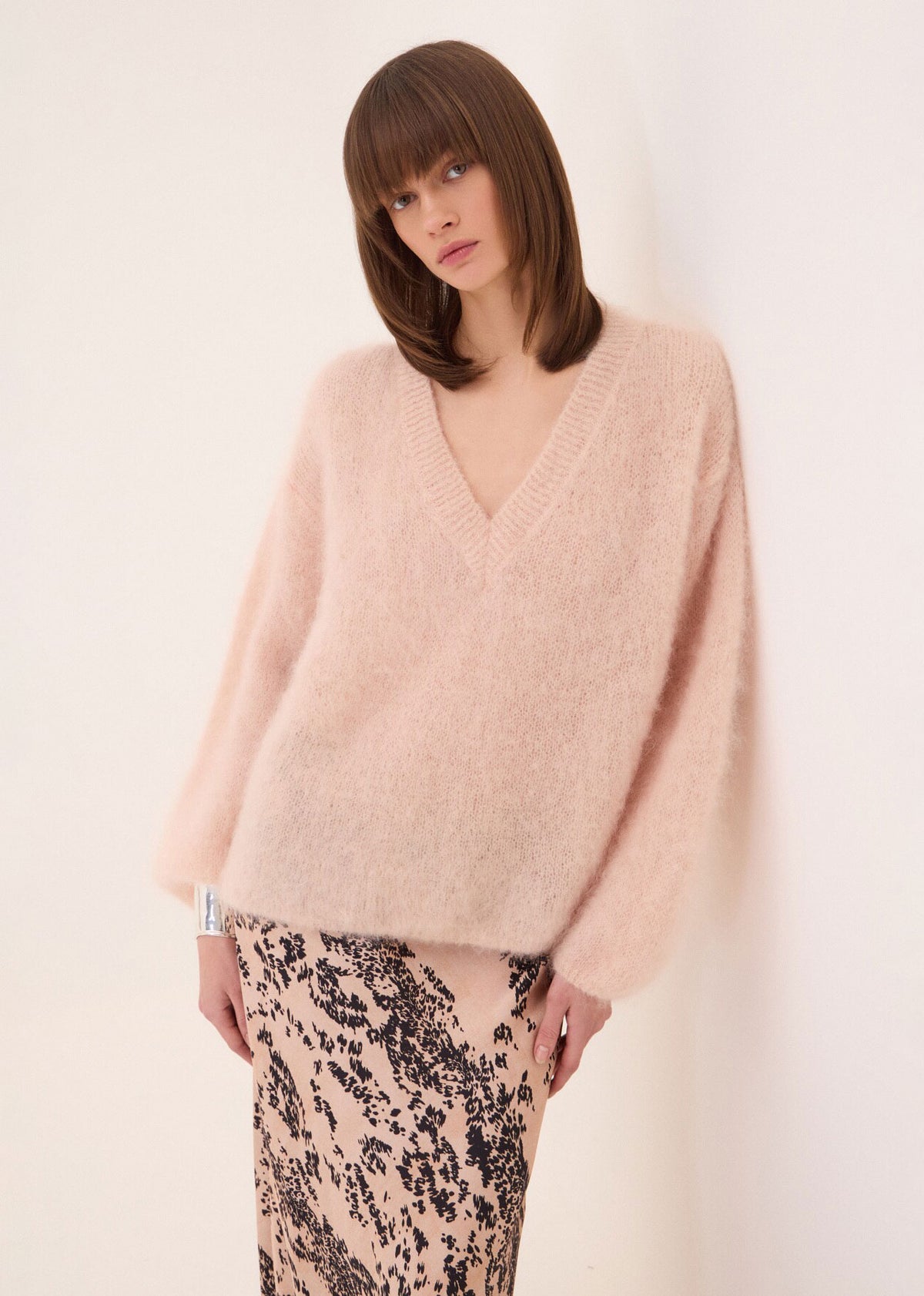 ottod'Ame Oversized V-Neck Sweater - Rose