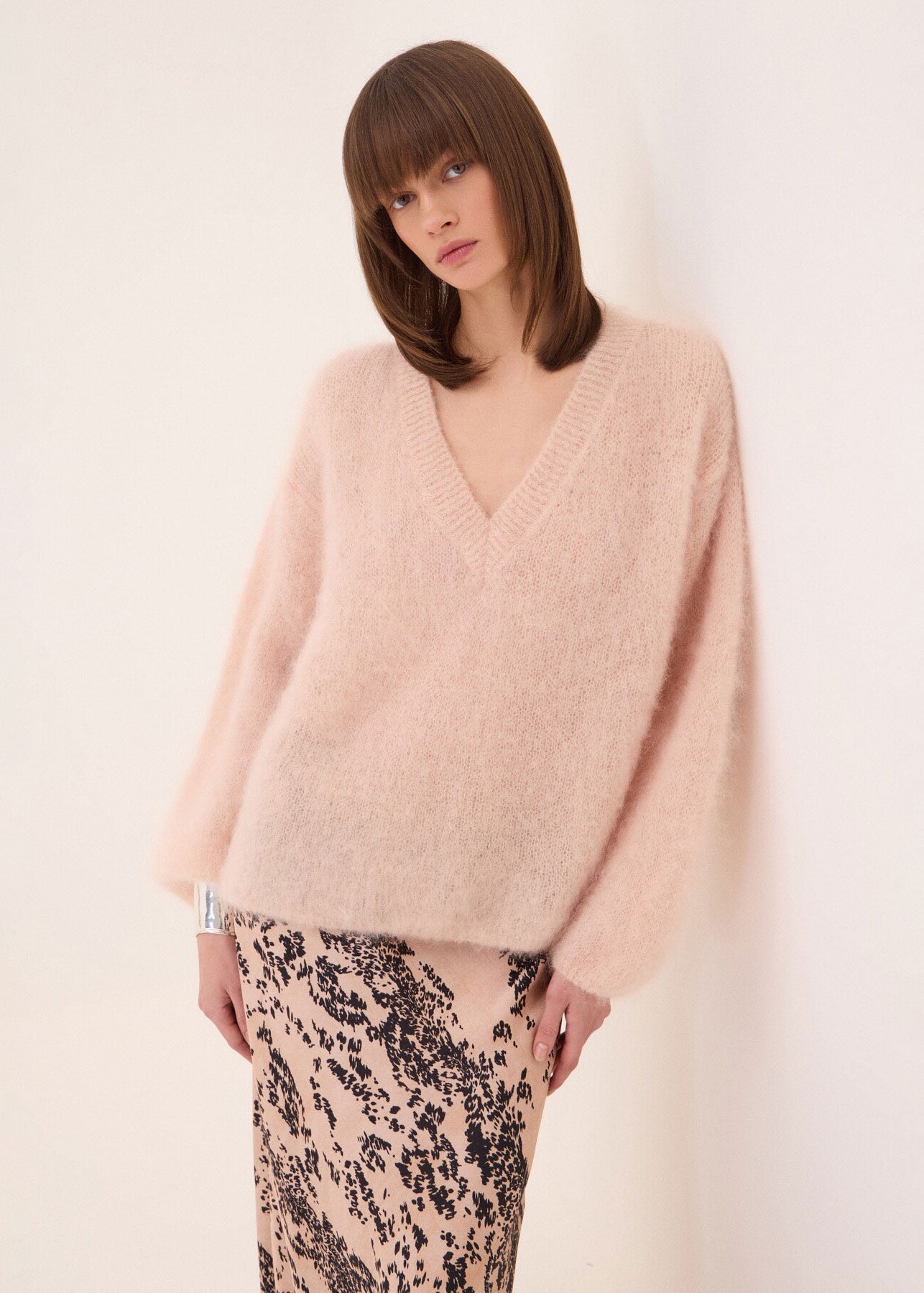 ottod'Ame Oversized V-Neck Sweater - Rose
