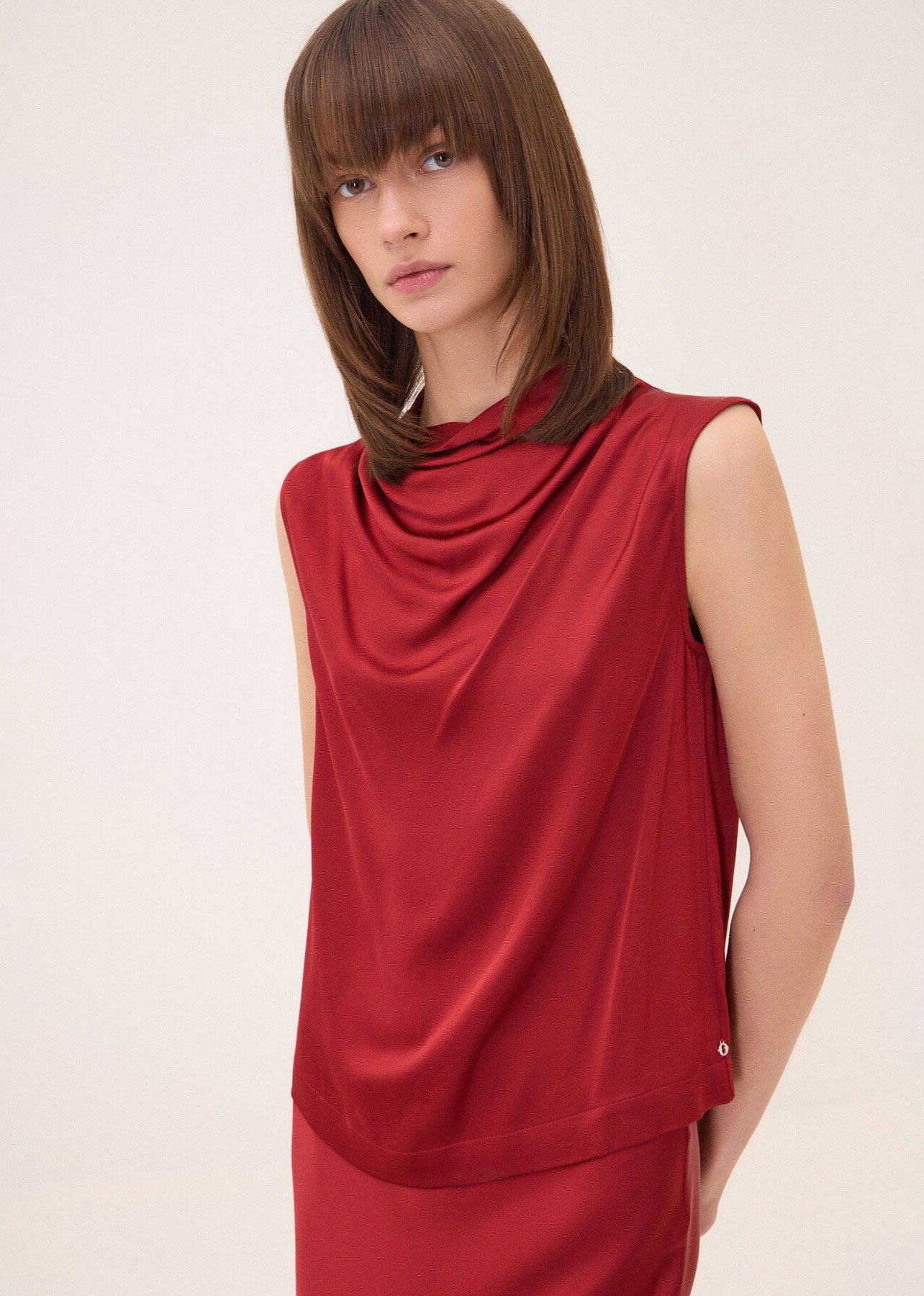 ottod'Ame Sleeveless Top with Draped Neck