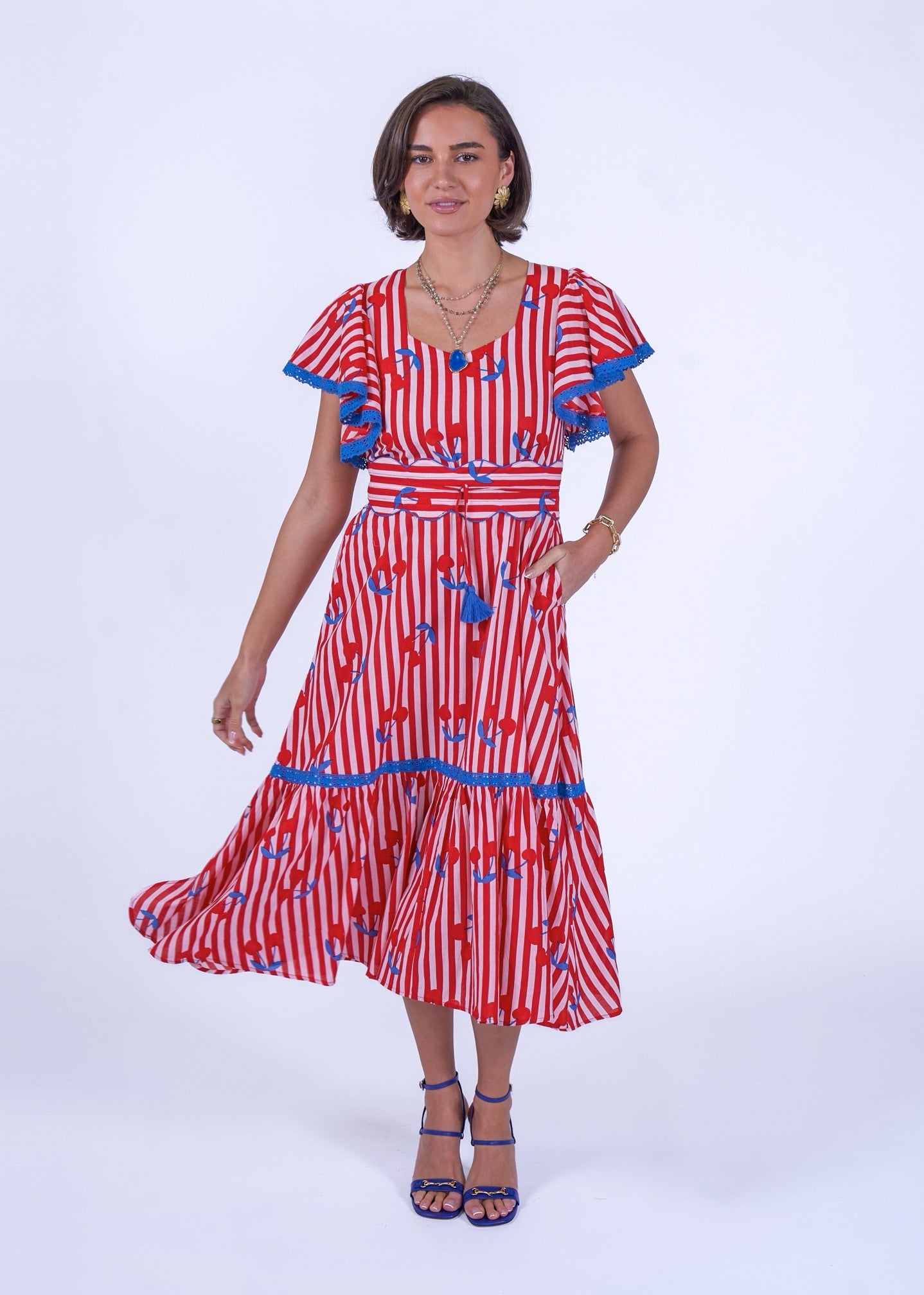 New Day Originals Feather Dress - Cherry Stripe