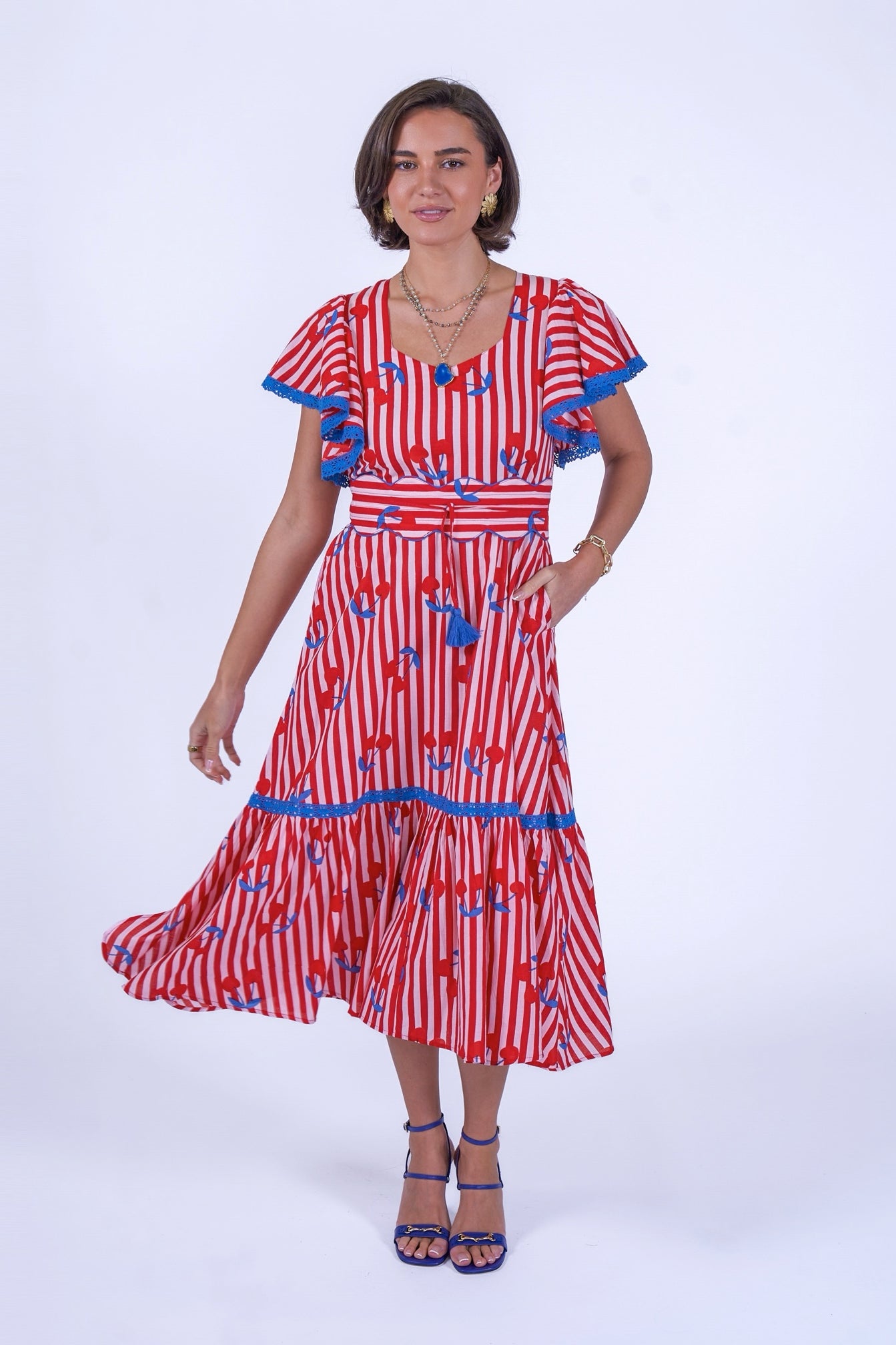 New Day Originals Feather Dress - Cherry Stripe
