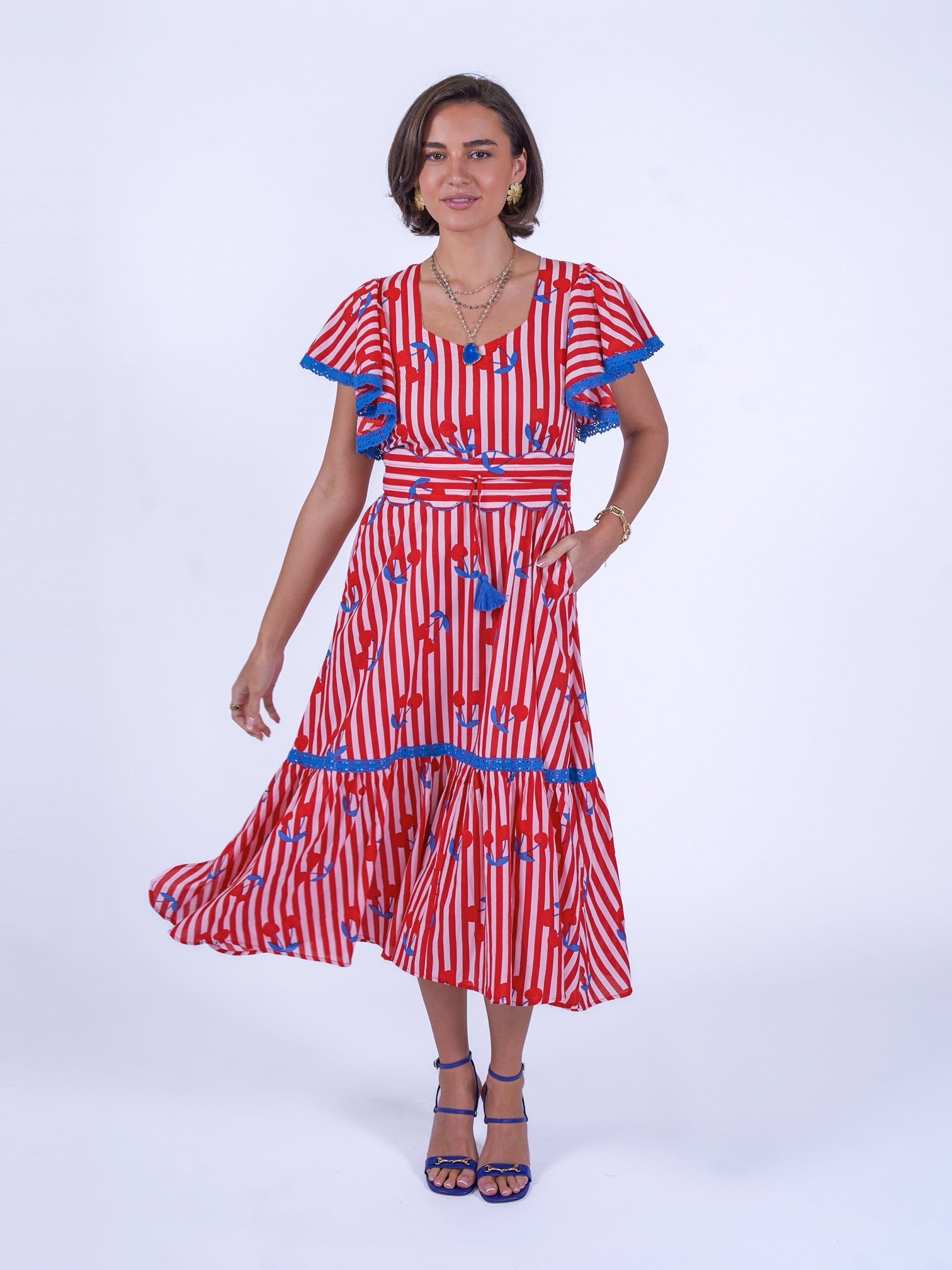 New Day Originals Feather Dress - Cherry Stripe