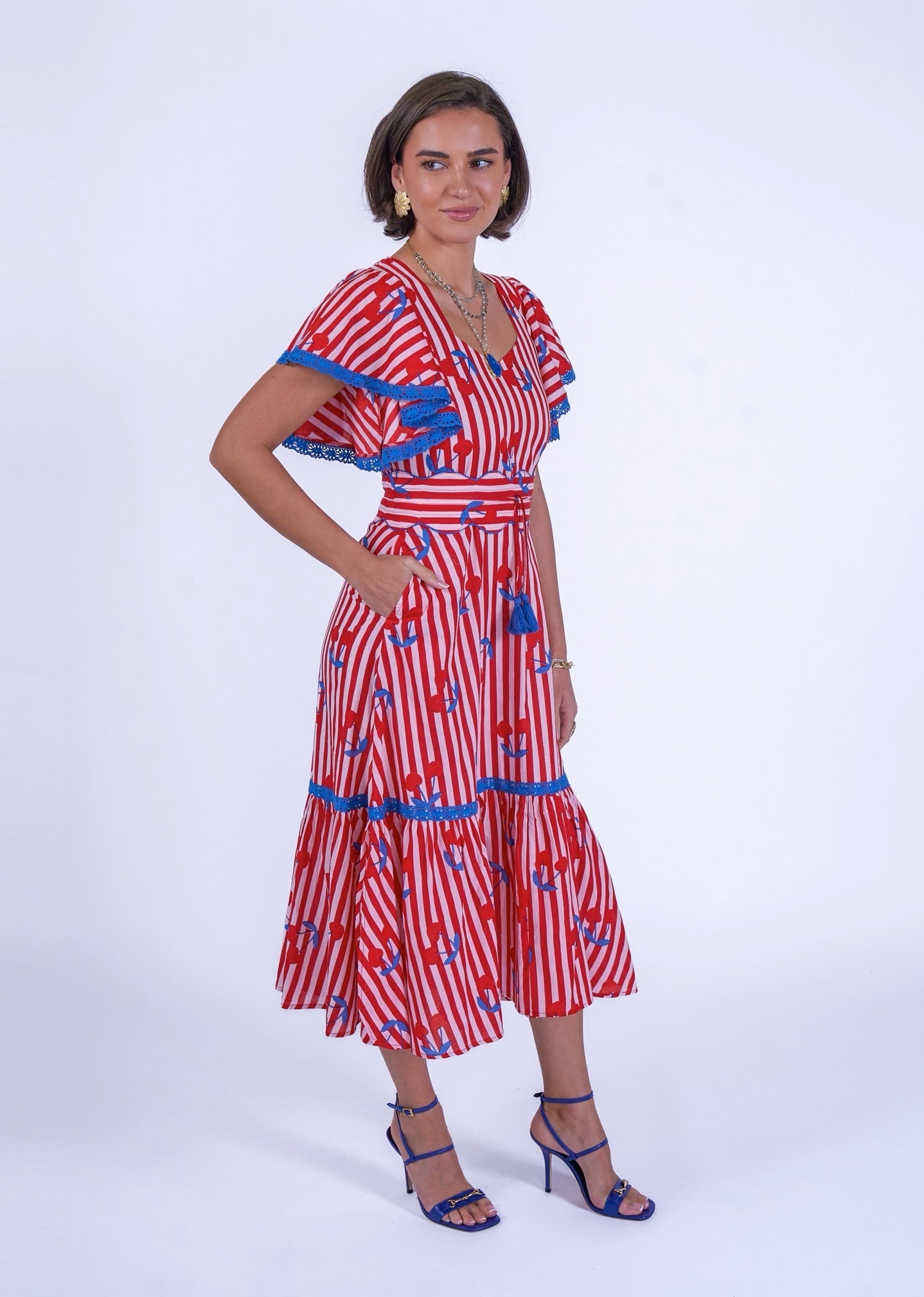 New Day Originals Feather Dress - Cherry Stripe