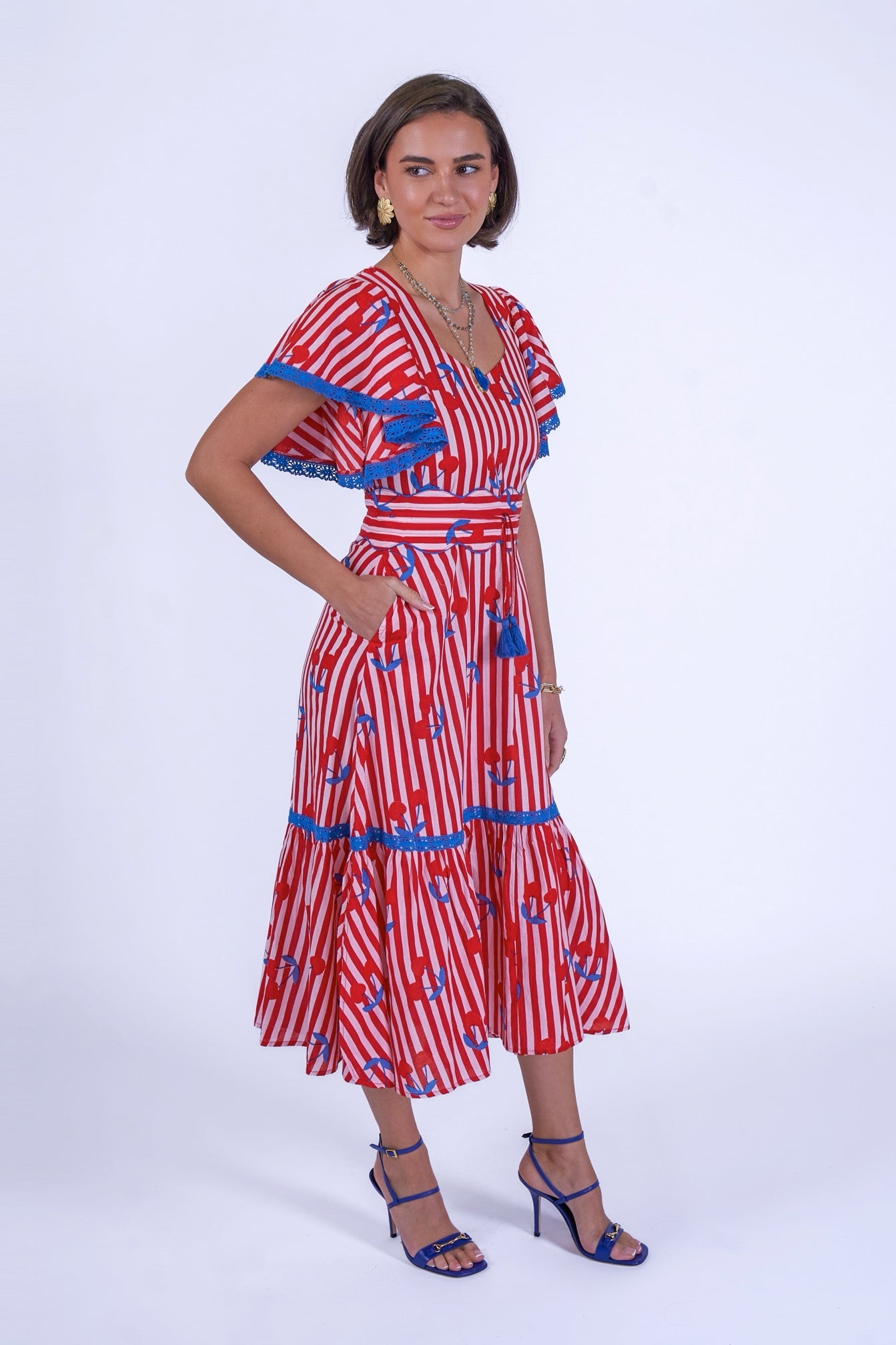 New Day Originals Feather Dress - Cherry Stripe