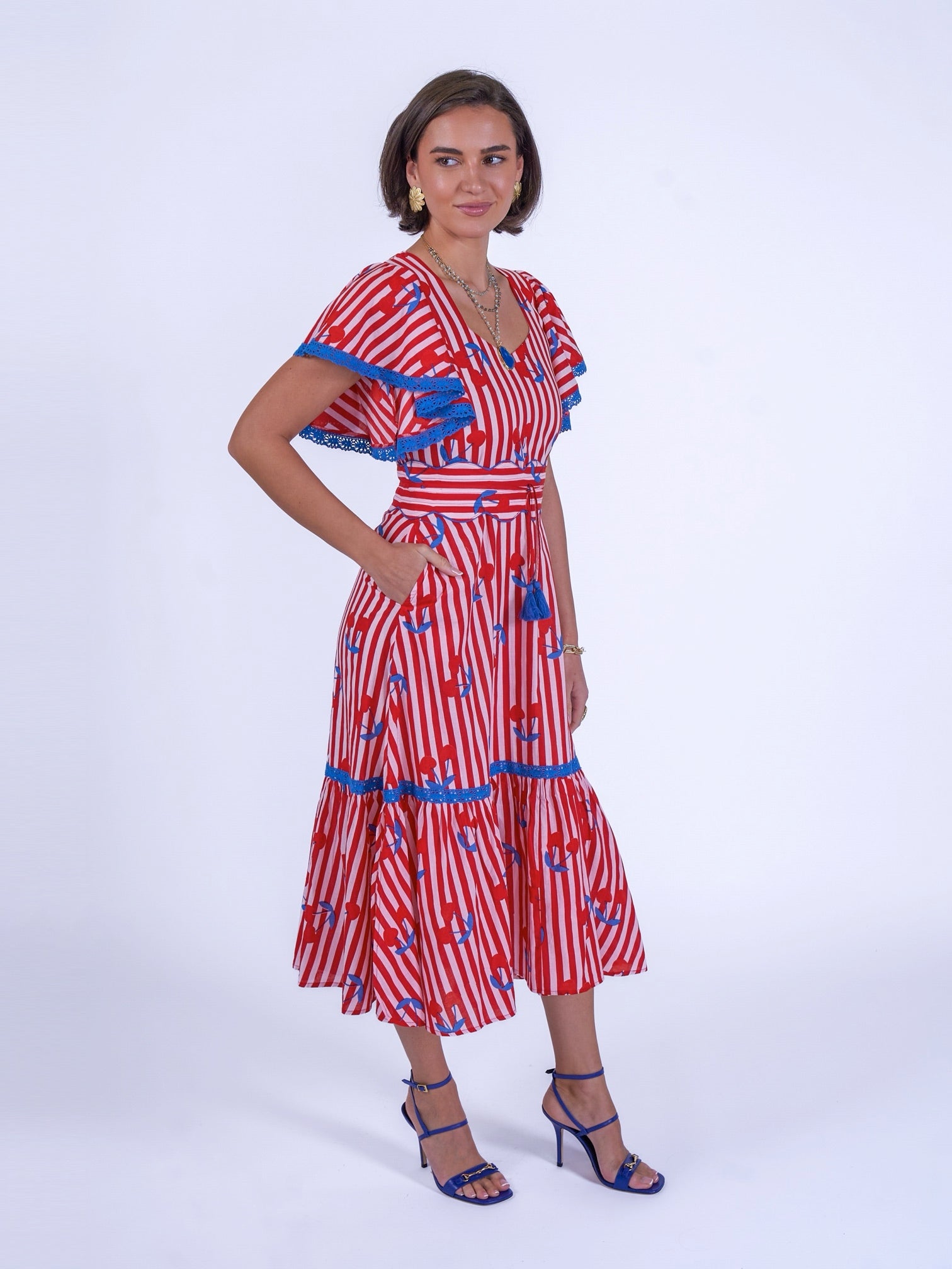 New Day Originals Feather Dress - Cherry Stripe