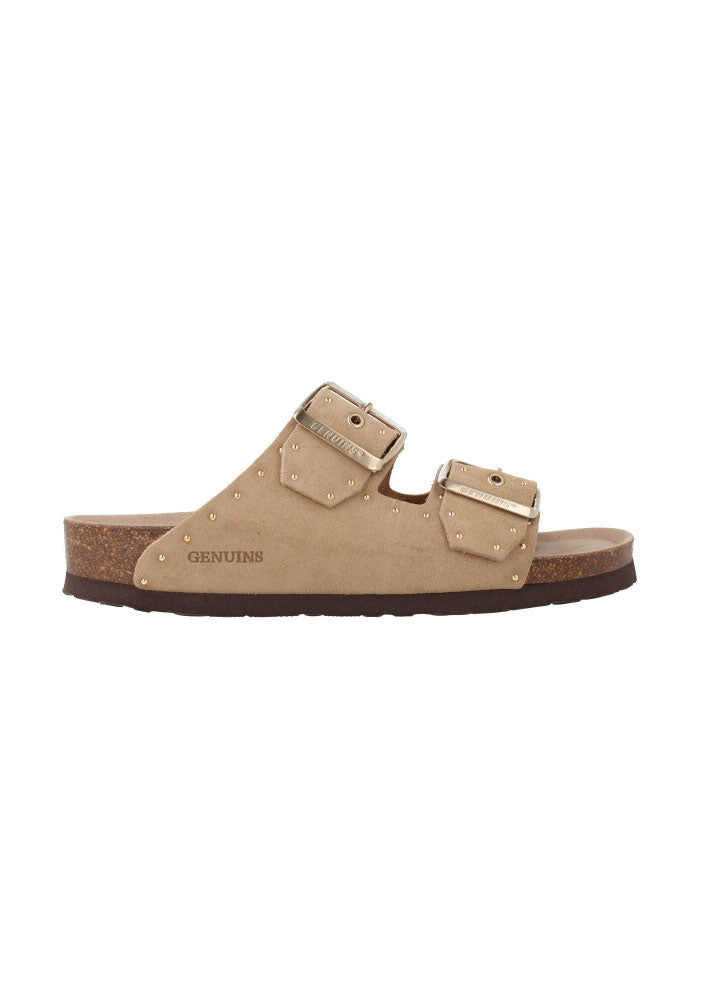 Genuins Honolulu Lead Velour Sandal - Almond
