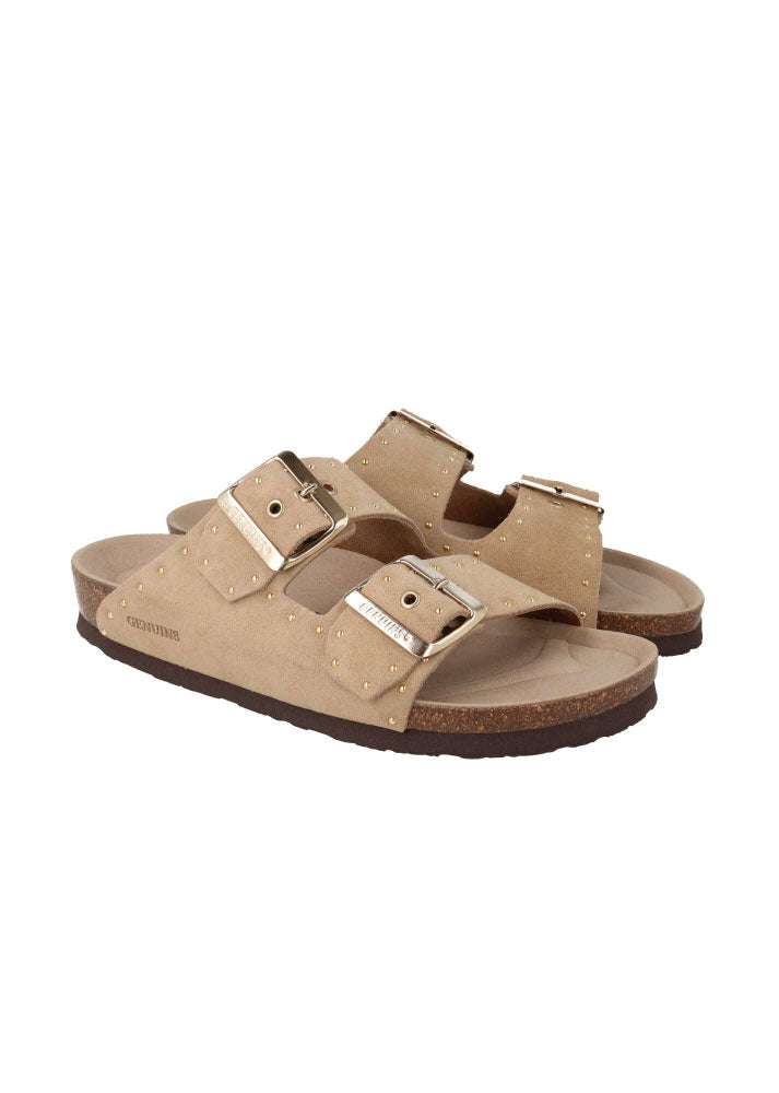 Genuins Honolulu Lead Velour Sandal - Almond