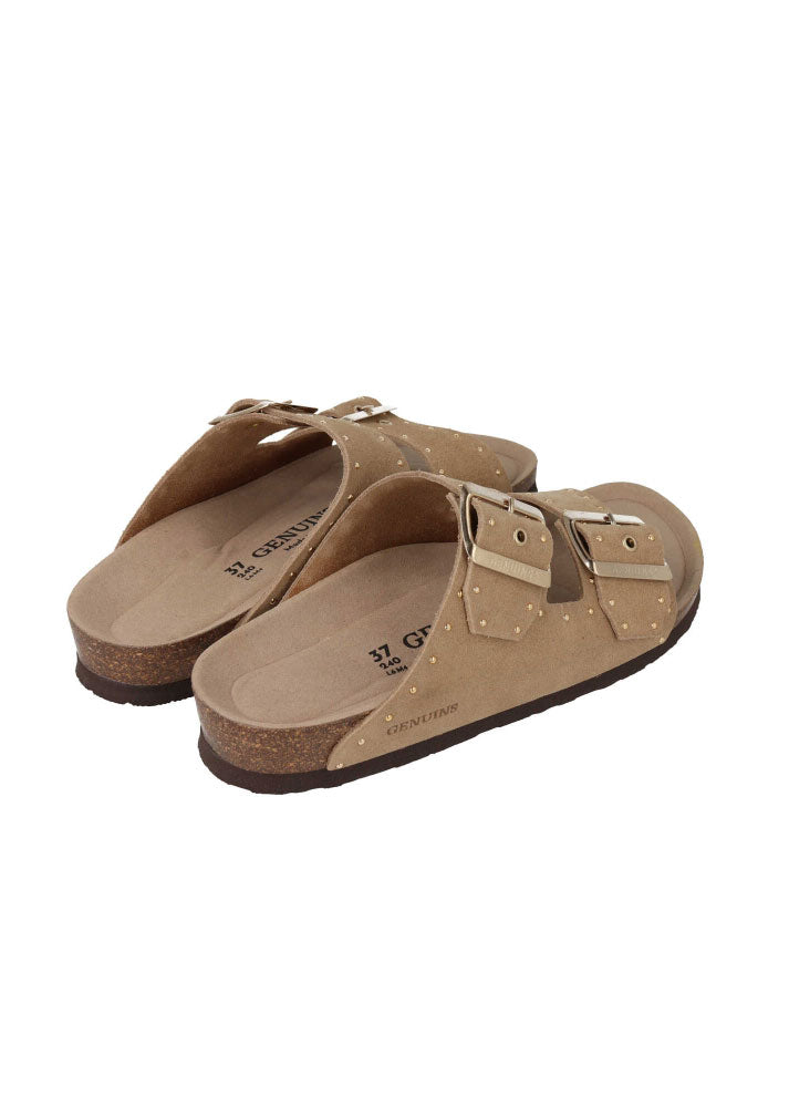 Genuins Honolulu Lead Velour Sandal - Almond