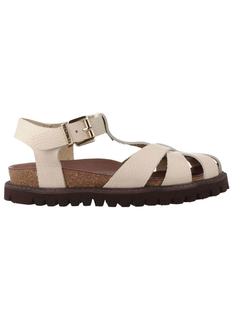 Genuins Howie Embossed Leather Sandal - Chalk