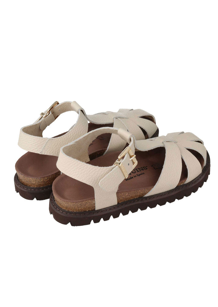 Genuins Howie Embossed Leather Sandal - Chalk
