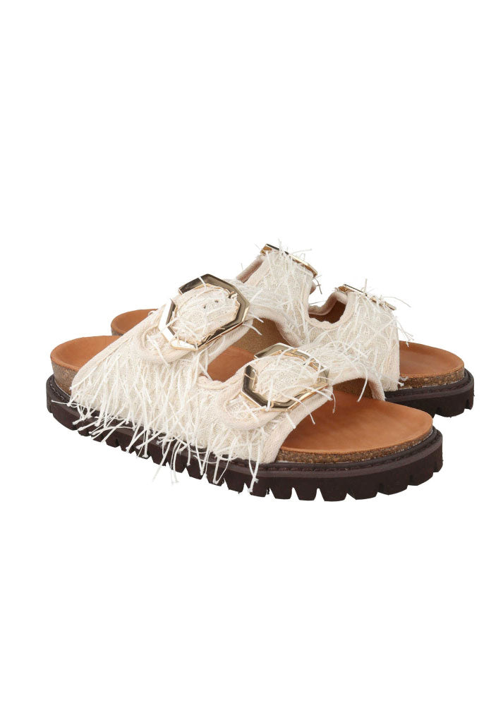Genuins Galia Fringes Sandal - Ivory
