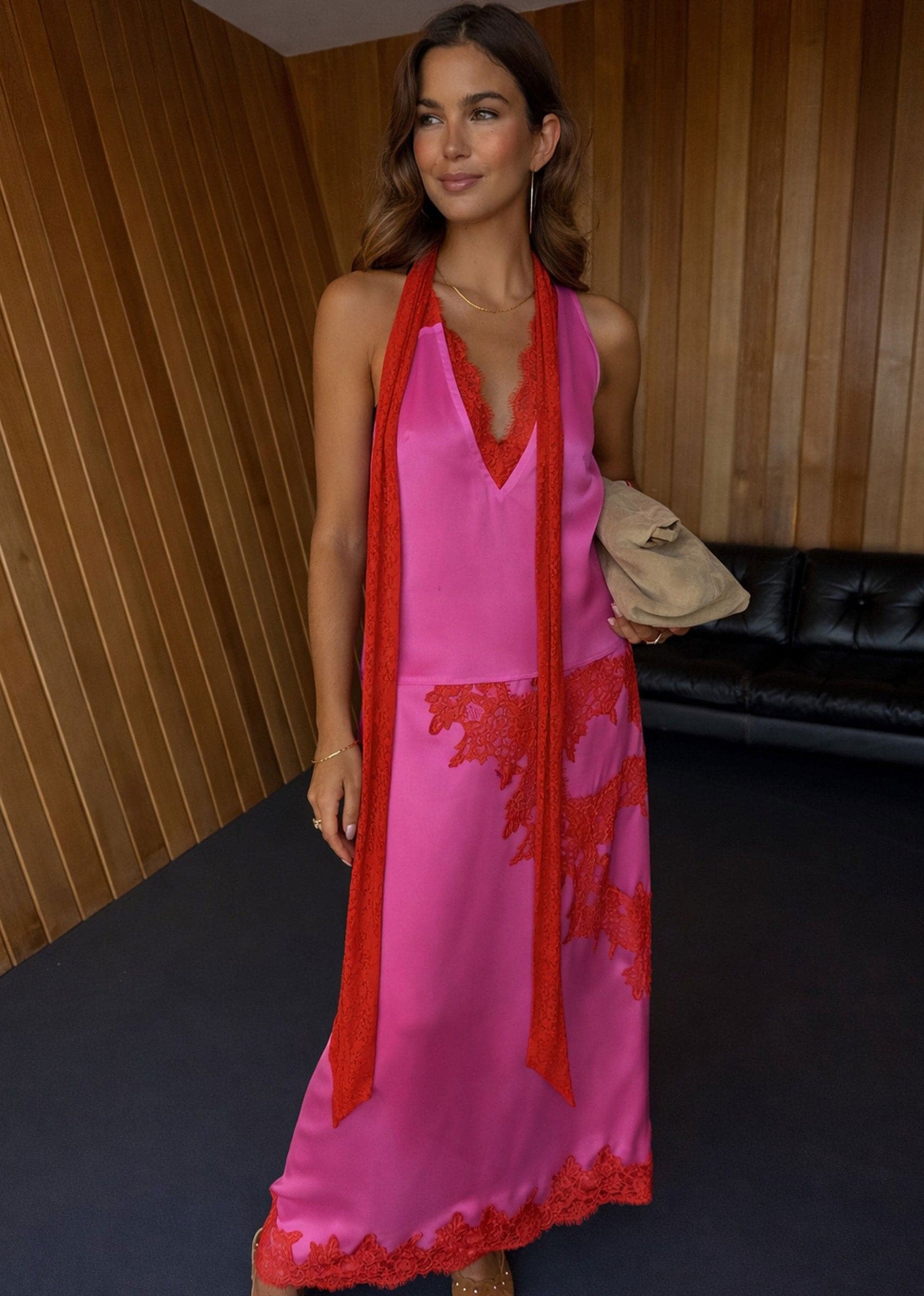 Never Fully Dressed Pink and Red Lace Lily Skirt