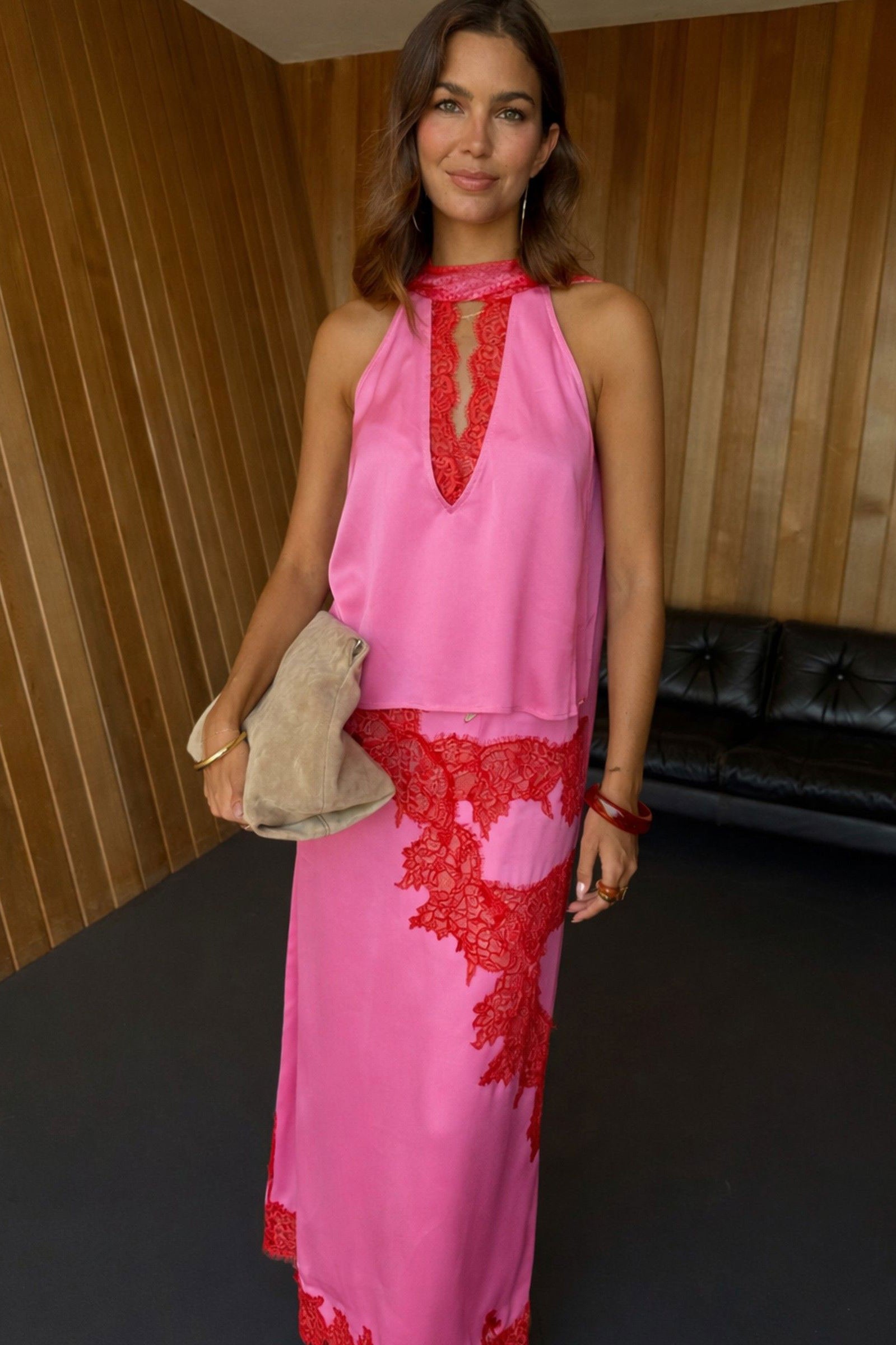 Never Fully Dressed Pink and Red Lace Lily Skirt
