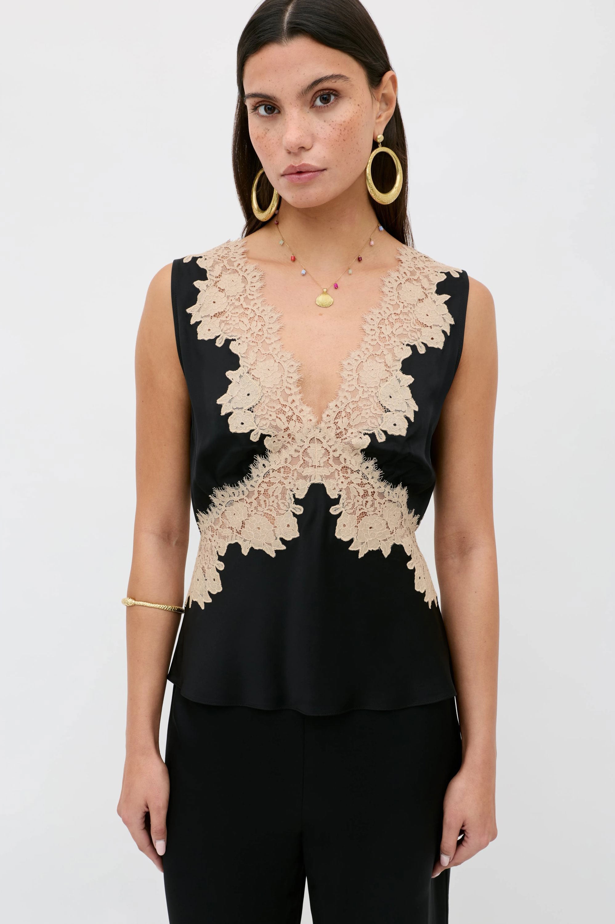 Rixo Emmie Satin Top - Black