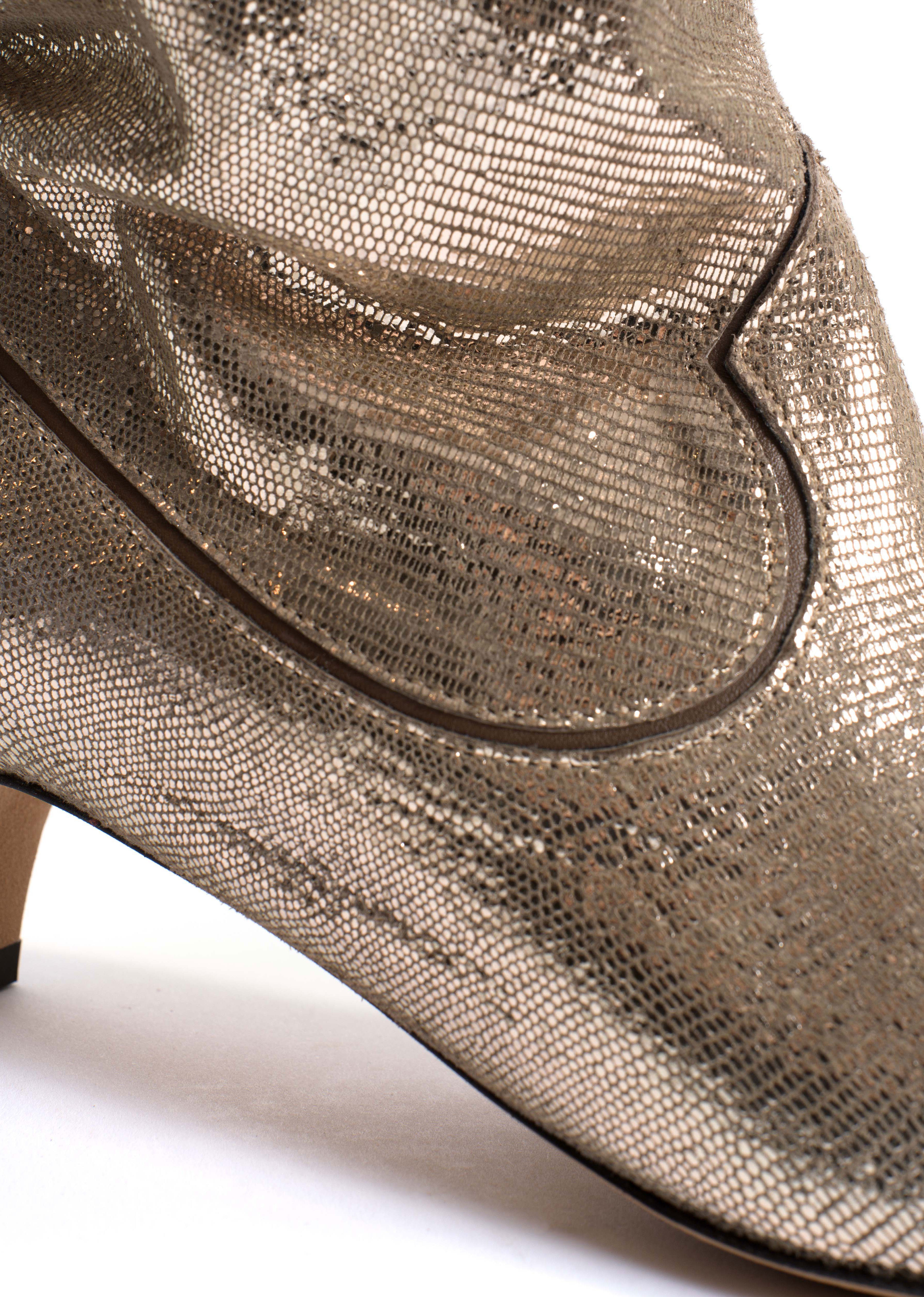 Anonymous Copenhagen Hicha 40 Stiletto Boots - Vintage Champagne Lizard Metallic Goat