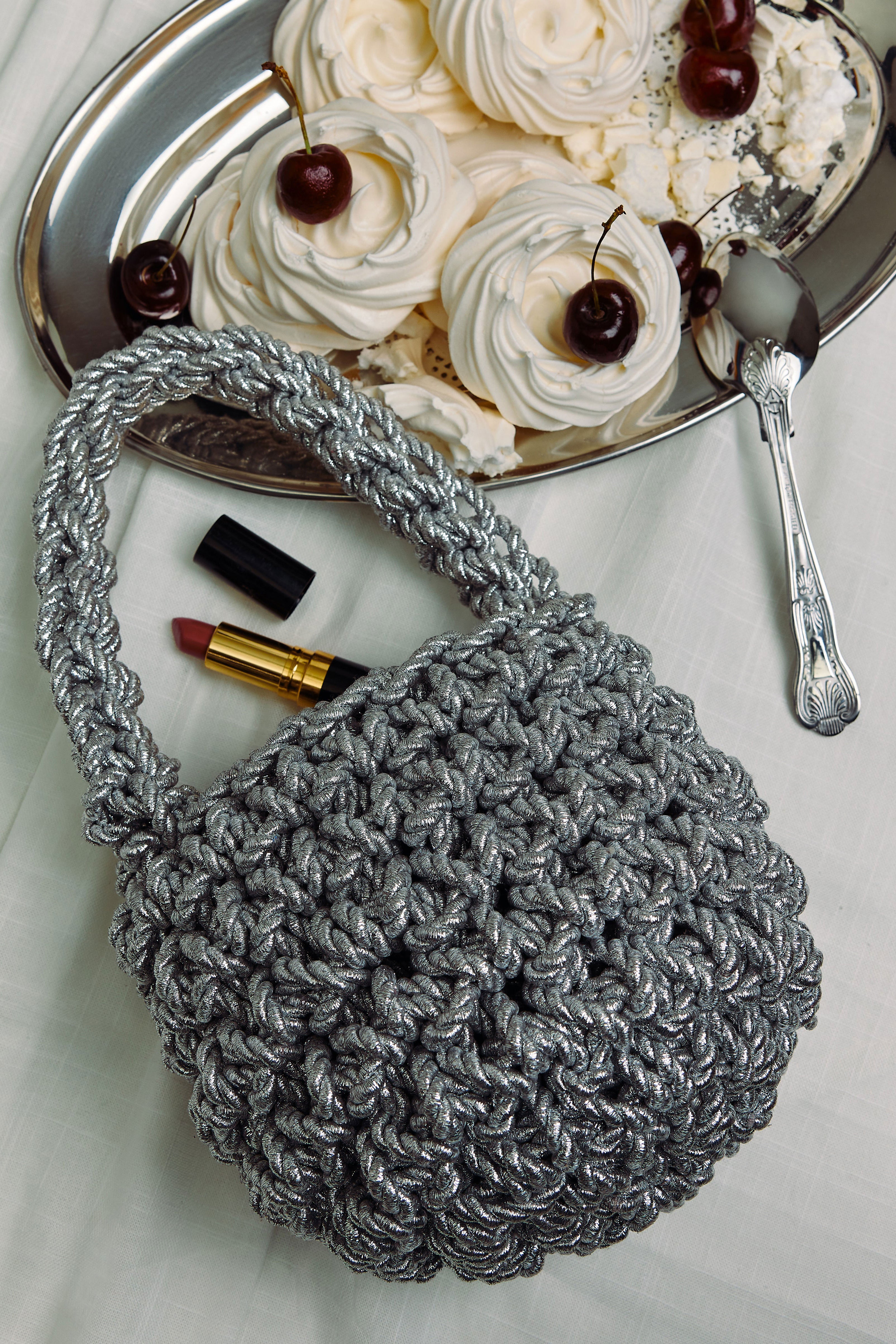 Isla De Gar Hive Luxe Cord Bag - Silver