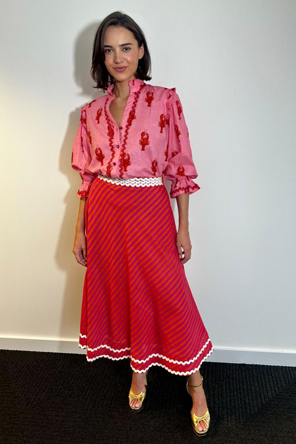 New Day Originals Feather Skirt - Orange/ Pink Stripe