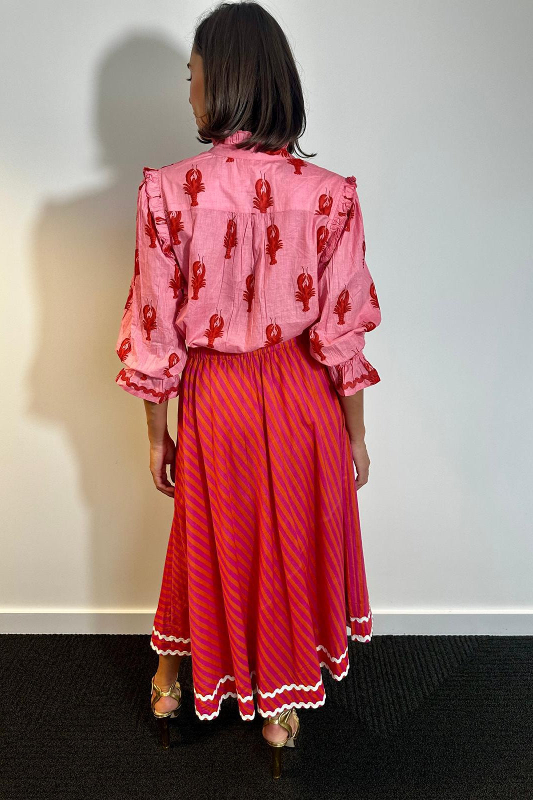 New Day Originals Feather Skirt - Orange/ Pink Stripe