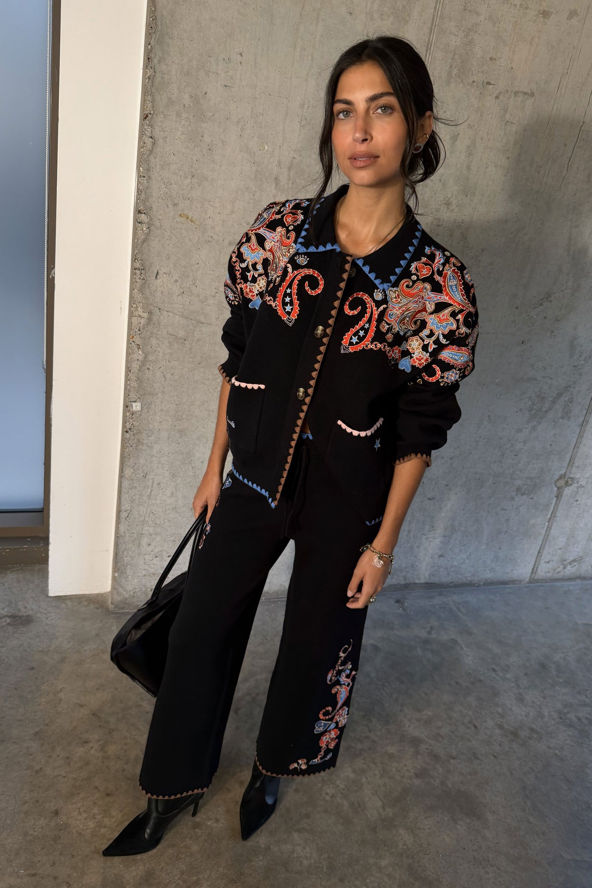Never Fully Dressed Black Embroidered Paisley Cardigan