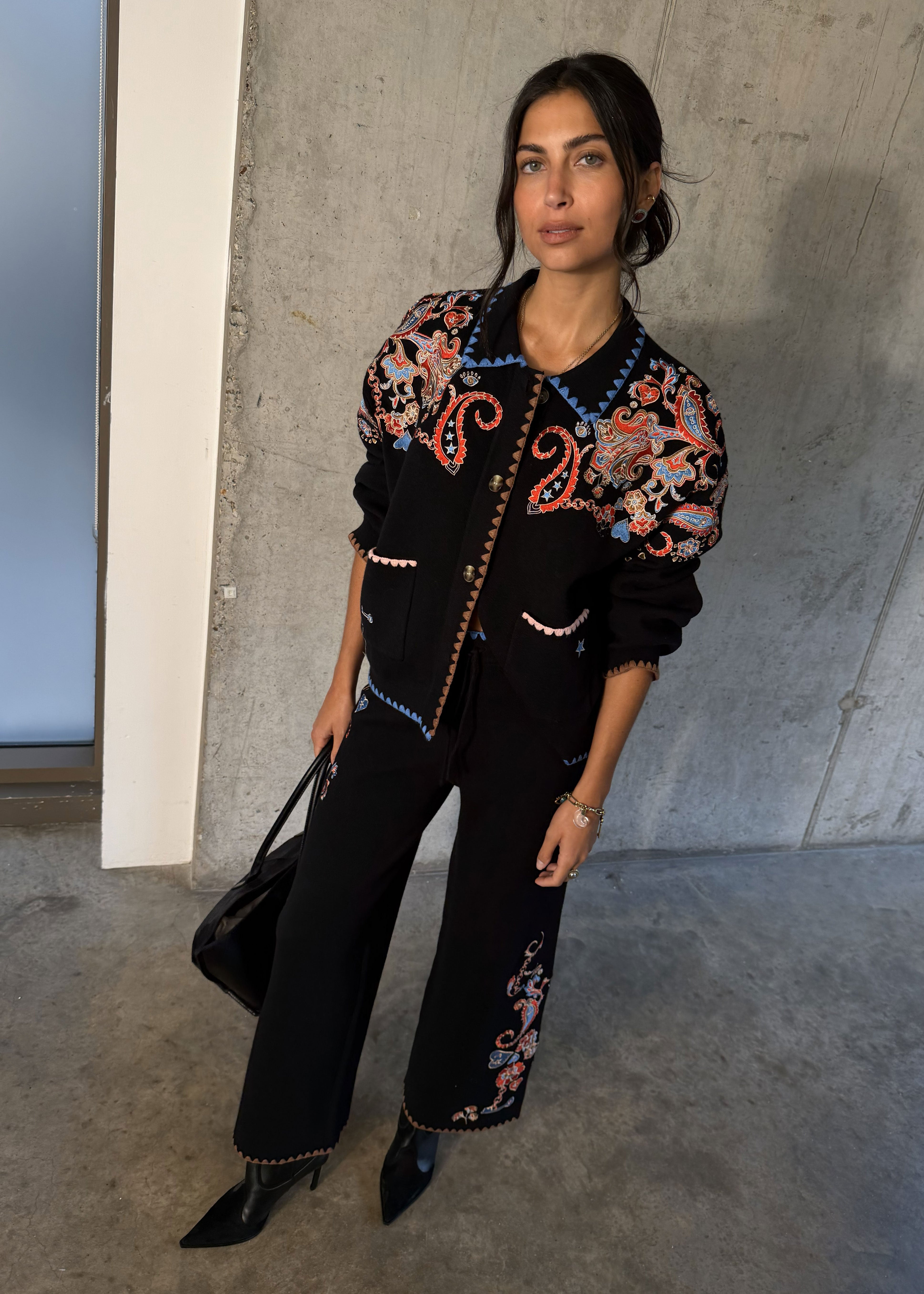 Never Fully Dressed Black Embroidered Paisley Cardigan